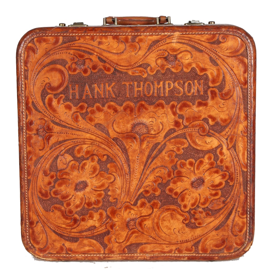 Circa 1957 Custom Roark Tooled Leather Case For Hank Thompson