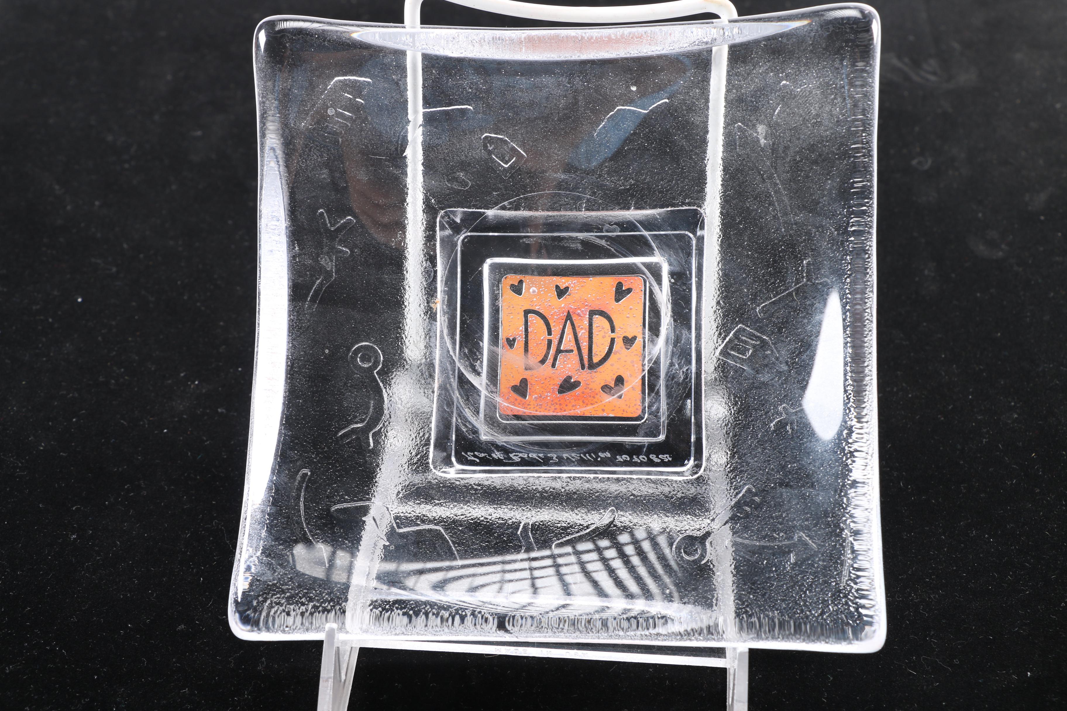 Orrefors Sweden Candle Holders and Kosta Boda "Dad" Domino Holder