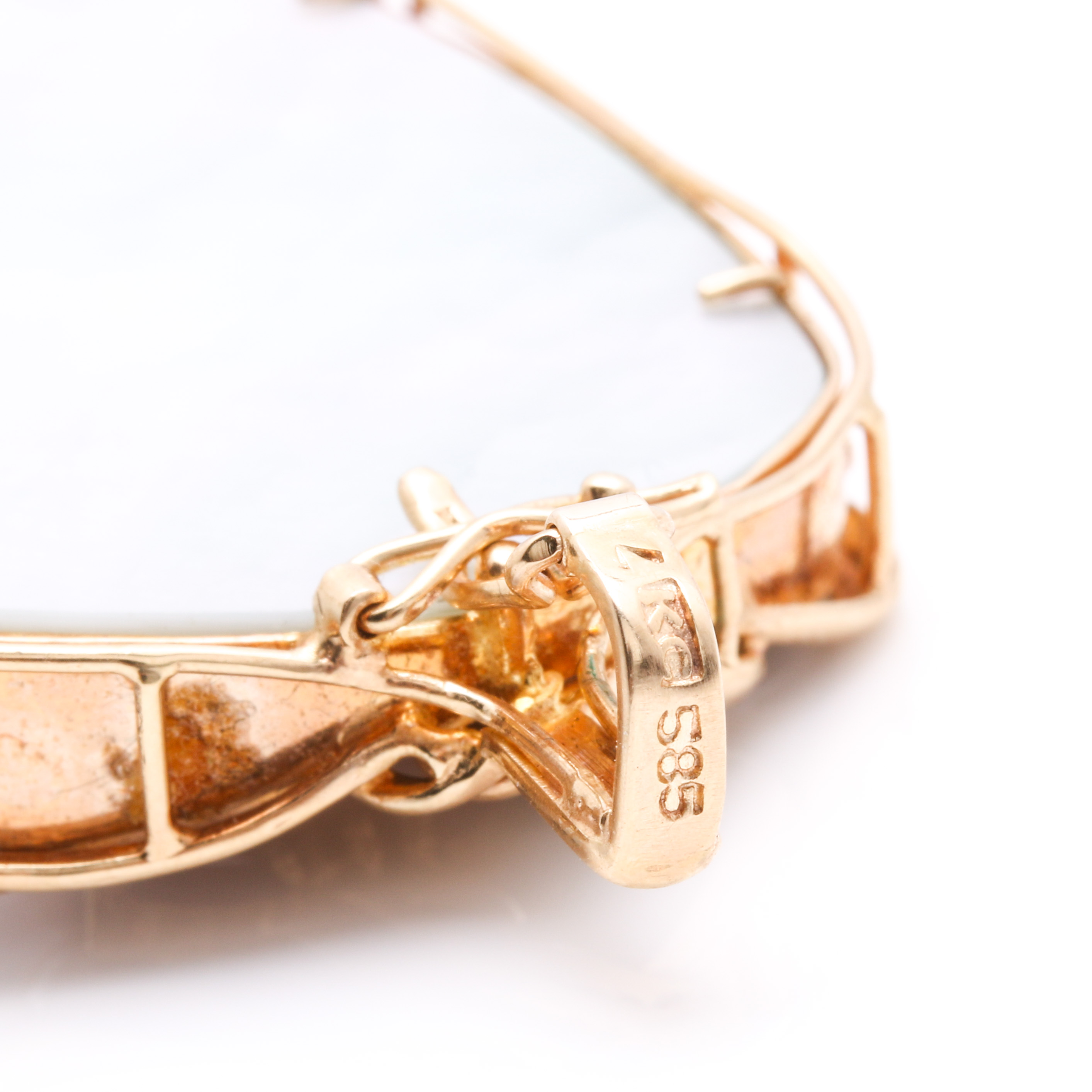 14K Yellow Gold Mabé Pearl and Ruby Art Nouveau-Inspired Enhancer Pendant