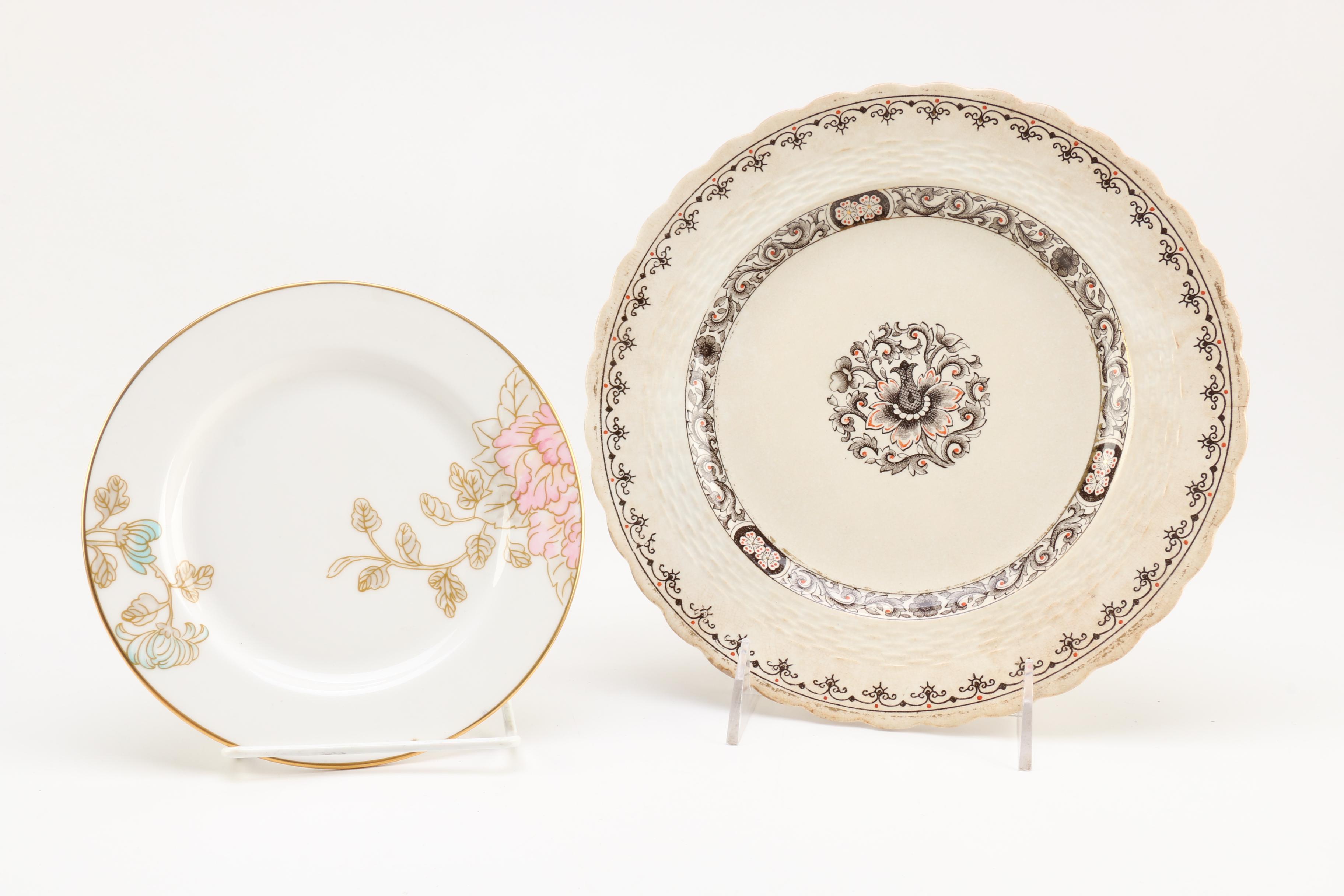 Yellow Plates Featuring Marchesa by Lenox "Painted Camellia" and Mintons