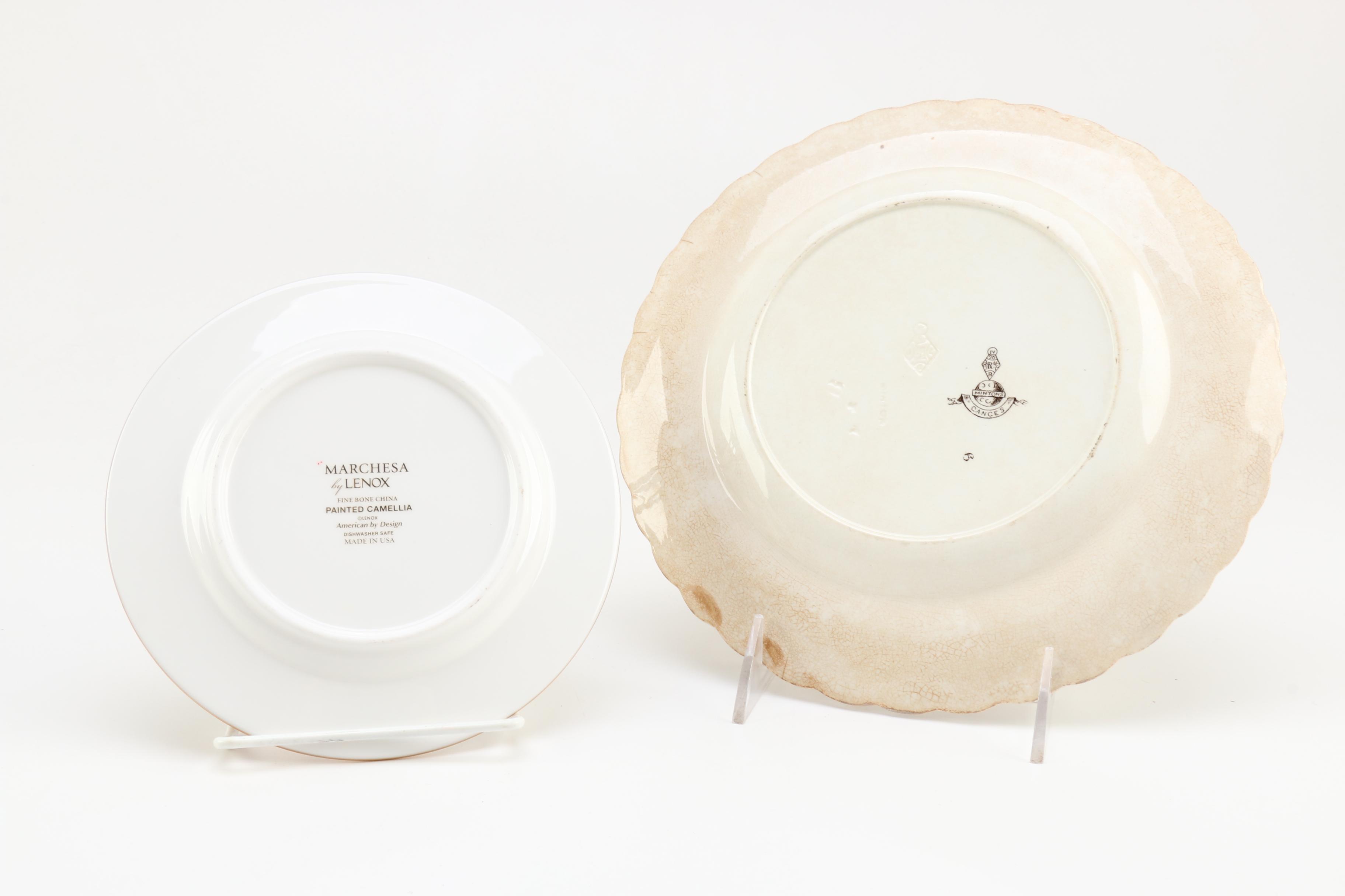 Yellow Plates Featuring Marchesa by Lenox "Painted Camellia" and Mintons