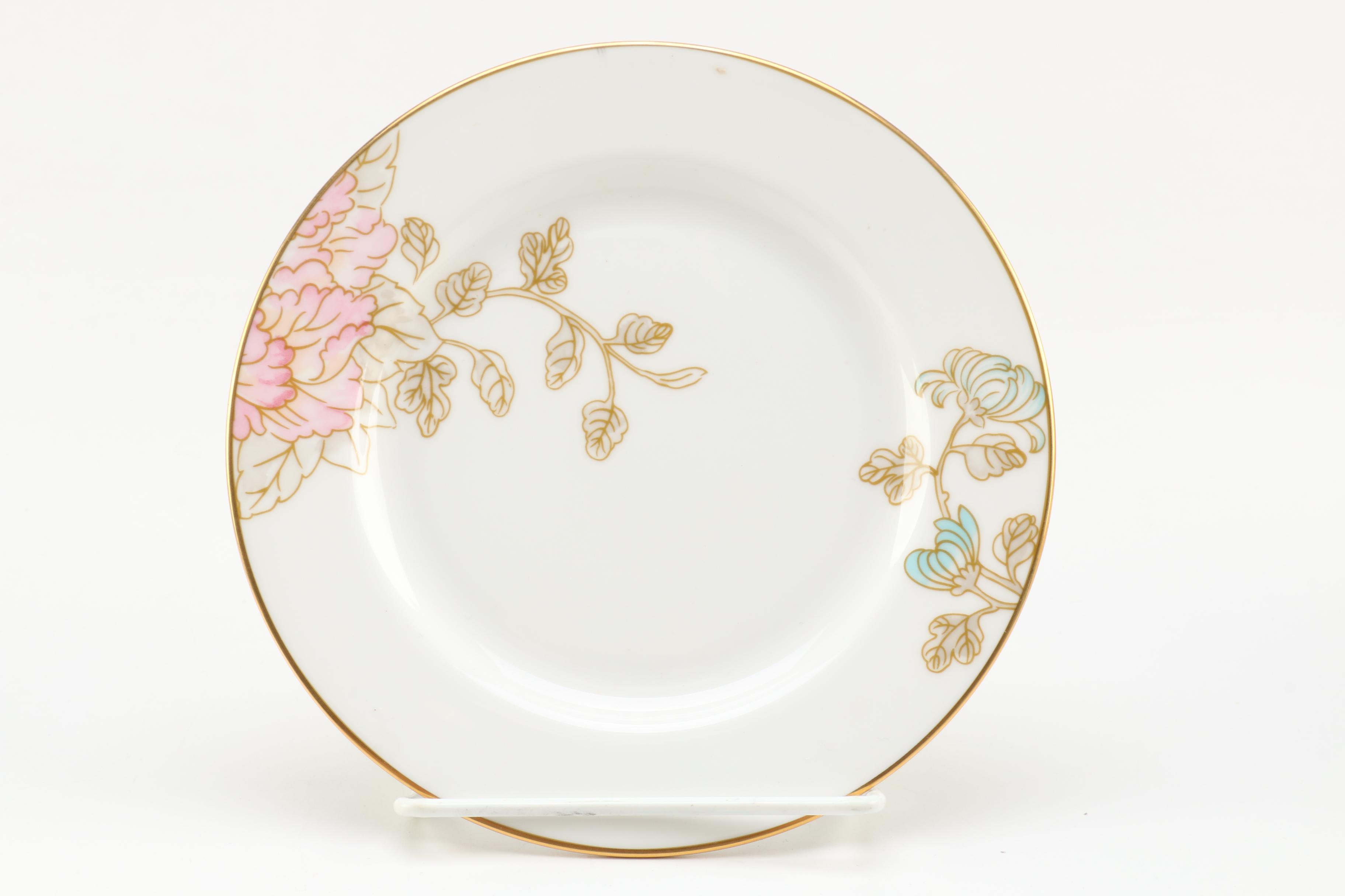 Yellow Plates Featuring Marchesa by Lenox "Painted Camellia" and Mintons