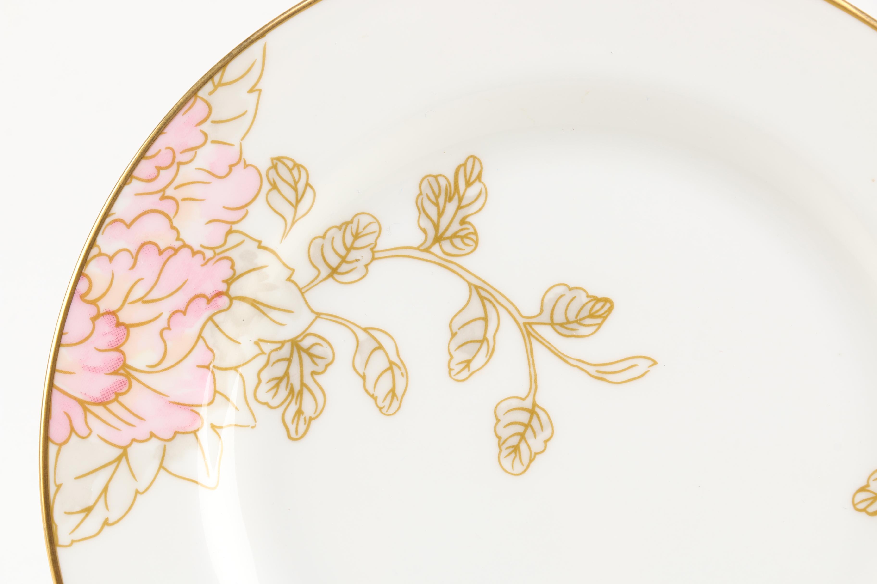 Yellow Plates Featuring Marchesa by Lenox "Painted Camellia" and Mintons