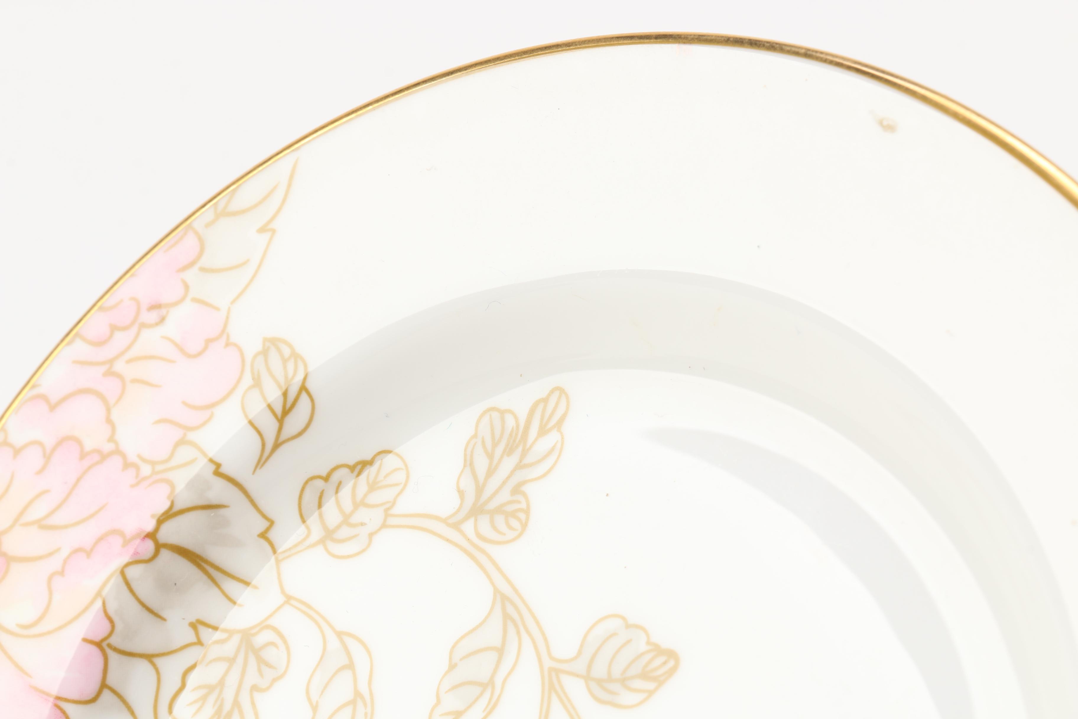 Yellow Plates Featuring Marchesa by Lenox "Painted Camellia" and Mintons