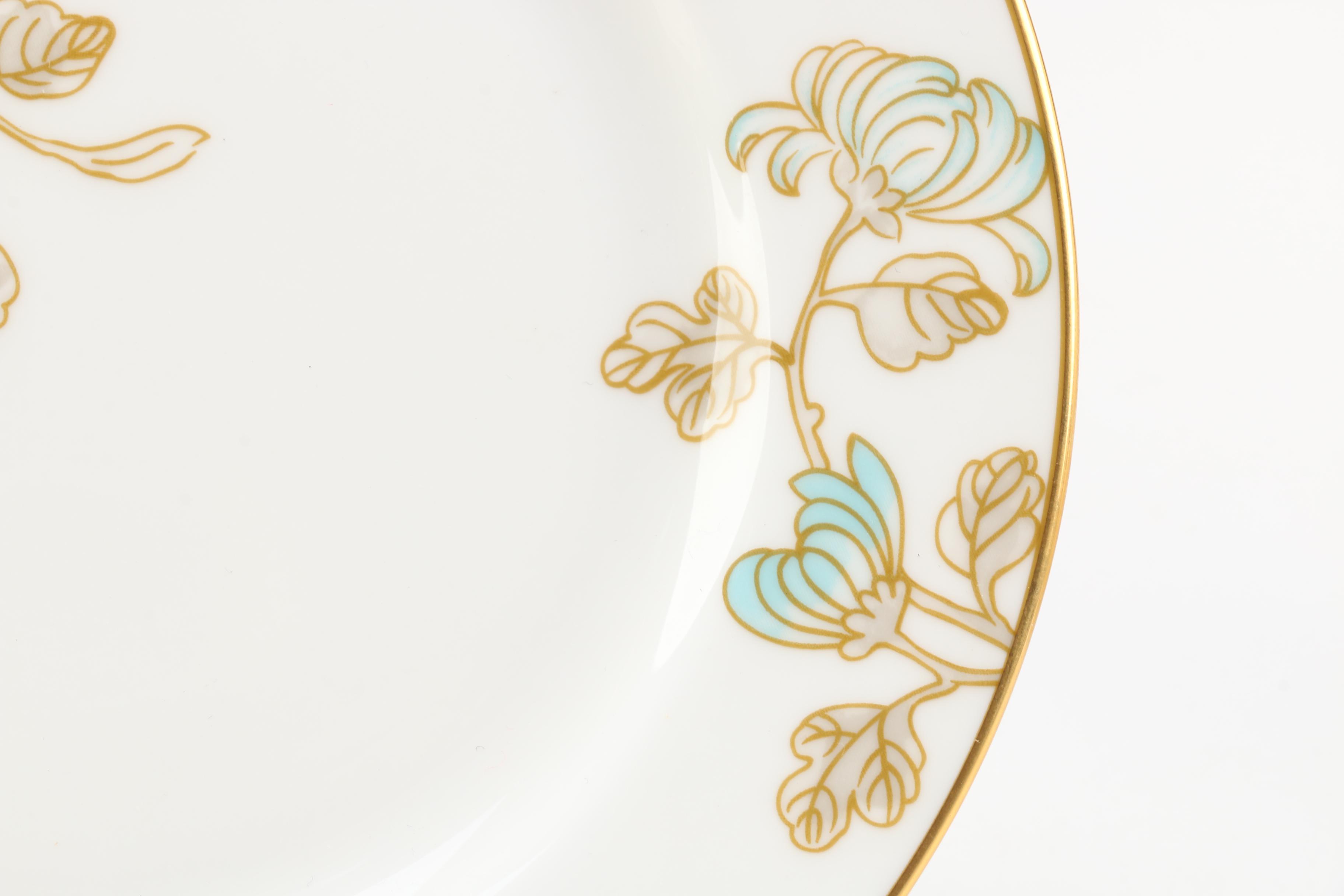 Yellow Plates Featuring Marchesa by Lenox "Painted Camellia" and Mintons