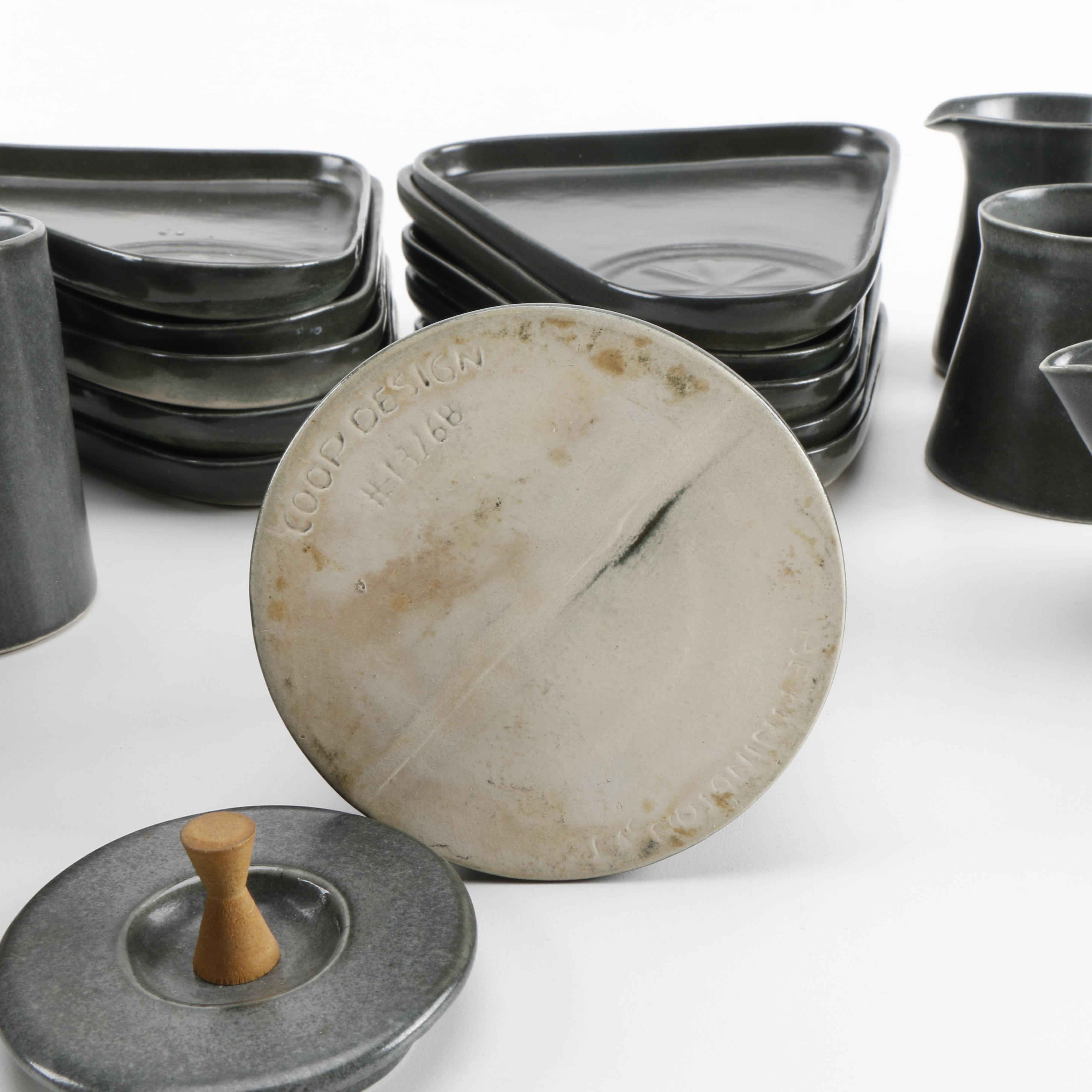 Bennington Pottery "Coop Design" White Stoneware Luncheon Set