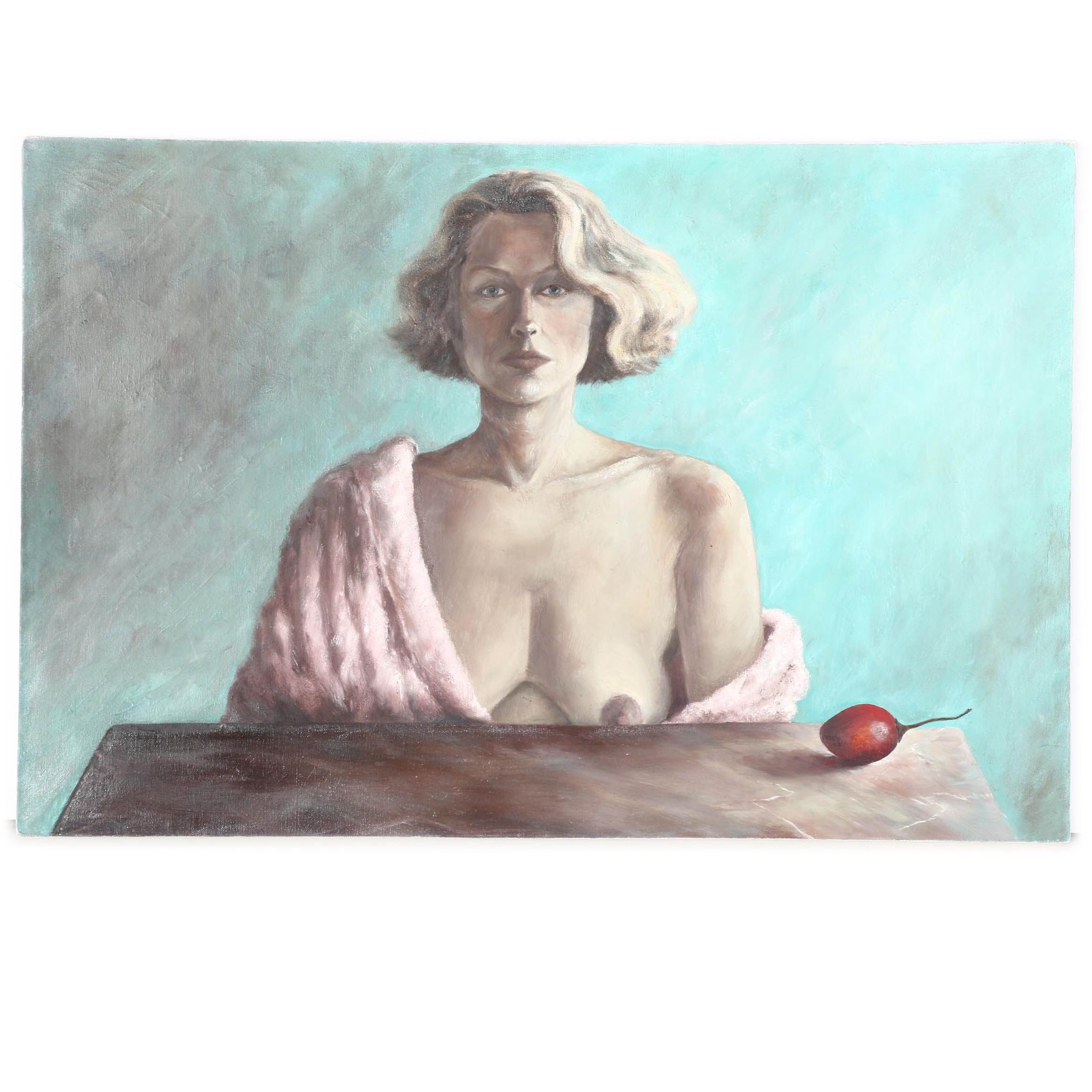 Jane Hargrave Oil Painting on Canvas Self Portrait