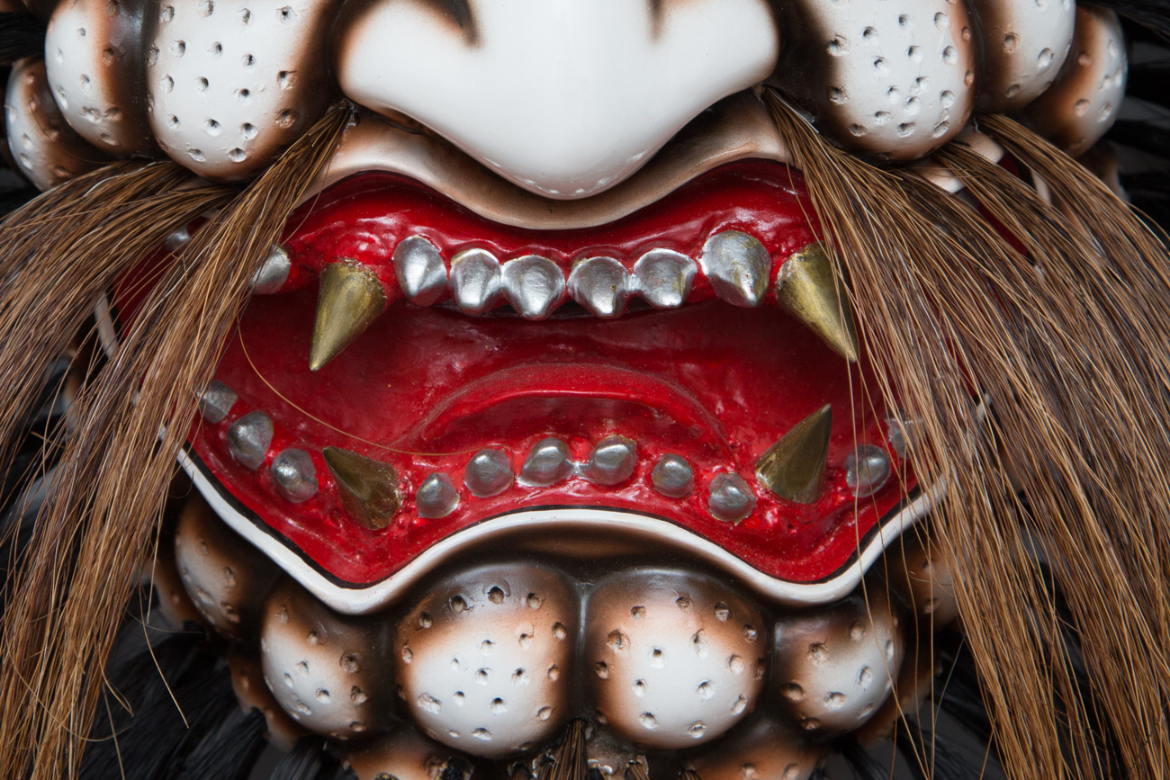 Hand Carved Japanese Daikijin Mask With Hair