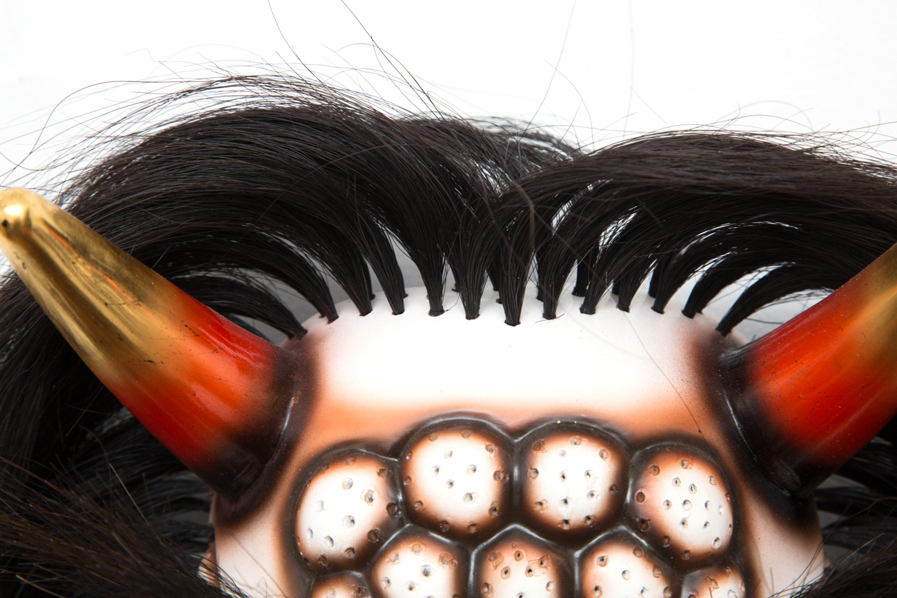 Hand Carved Japanese Daikijin Mask With Hair
