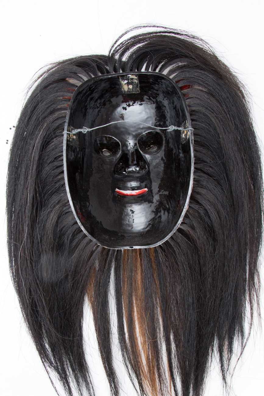 Hand Carved Japanese Daikijin Mask With Hair
