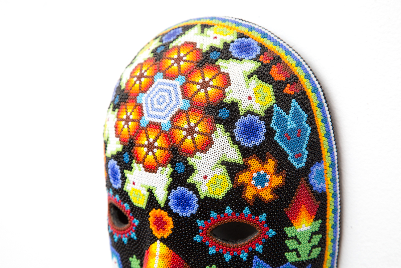 Pair Of Huichol Folk Art Hand Beaded Masks