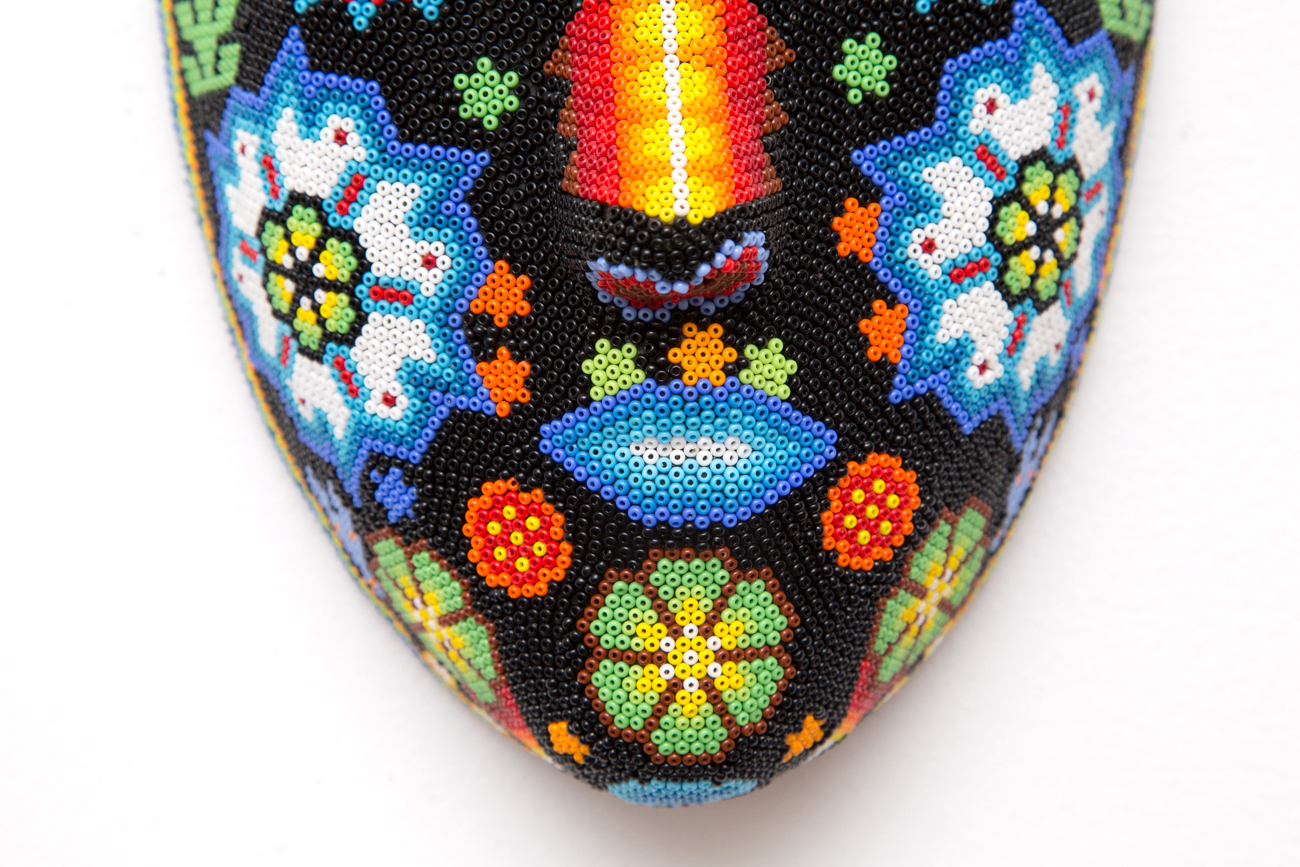 Pair Of Huichol Folk Art Hand Beaded Masks