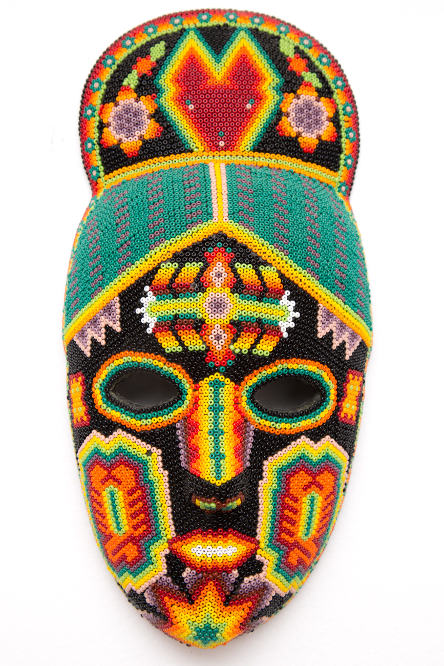 Pair Of Huichol Folk Art Hand Beaded Masks