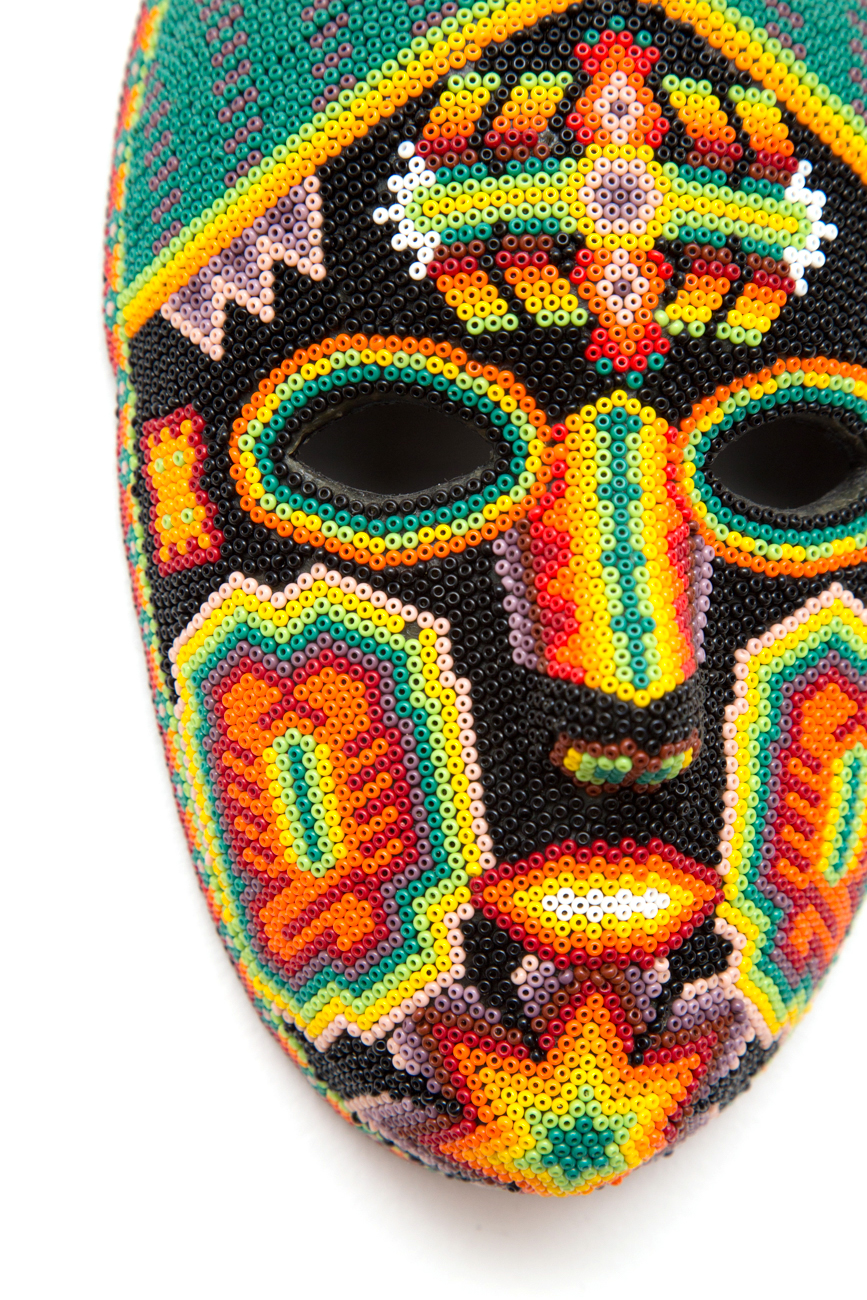 Pair Of Huichol Folk Art Hand Beaded Masks