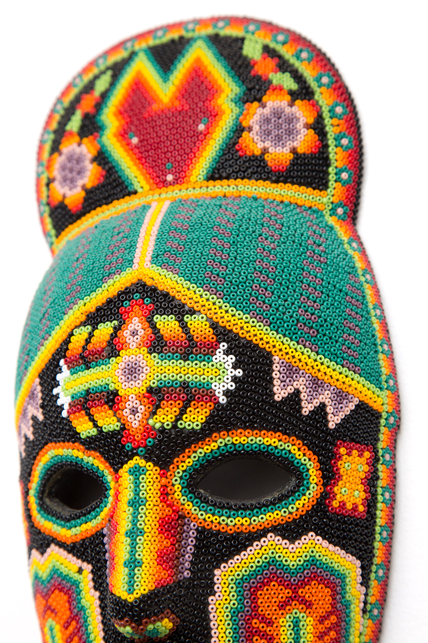 Pair Of Huichol Folk Art Hand Beaded Masks