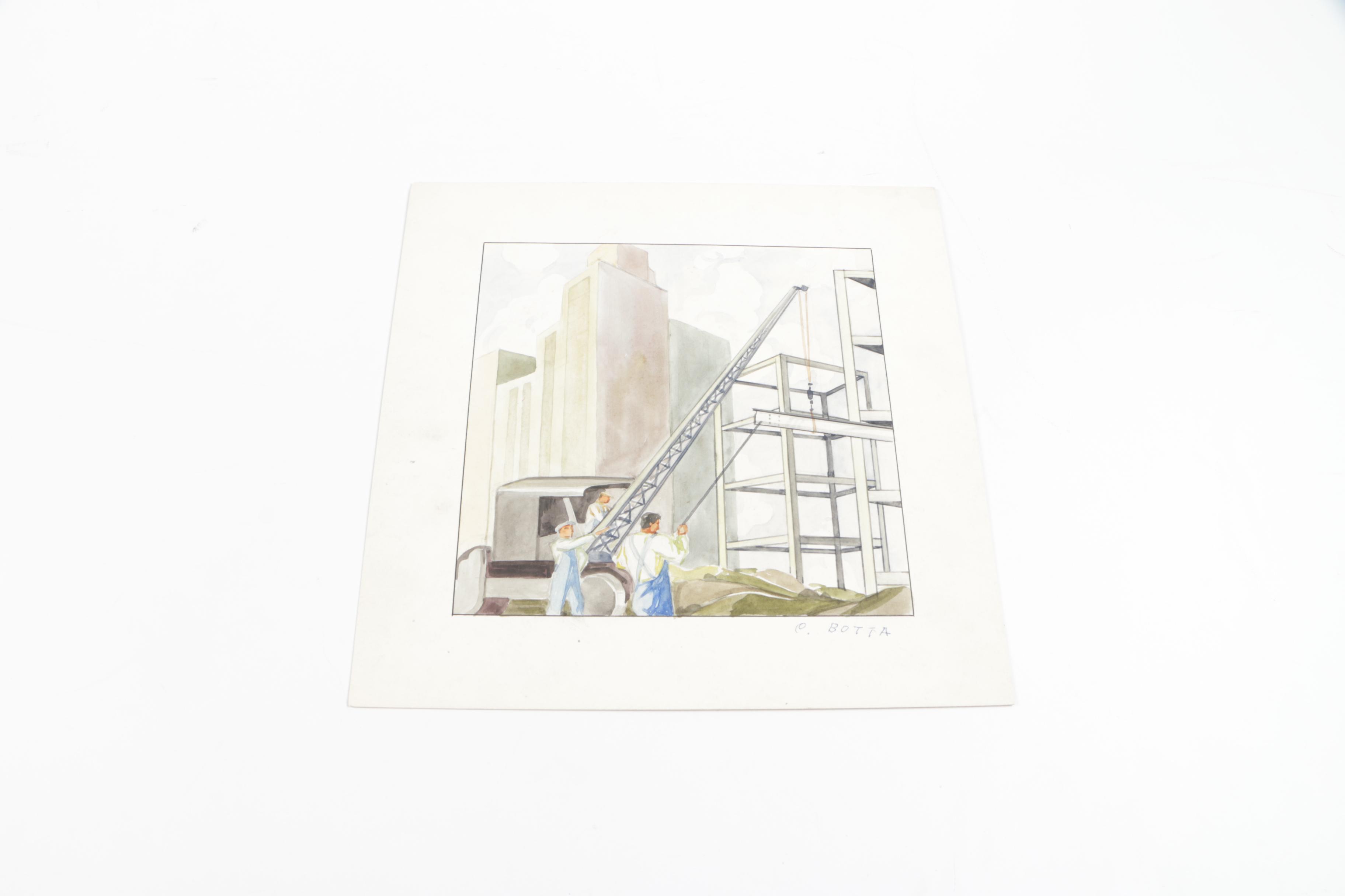 Collection of Watercolor Paintings And Lithograph Print