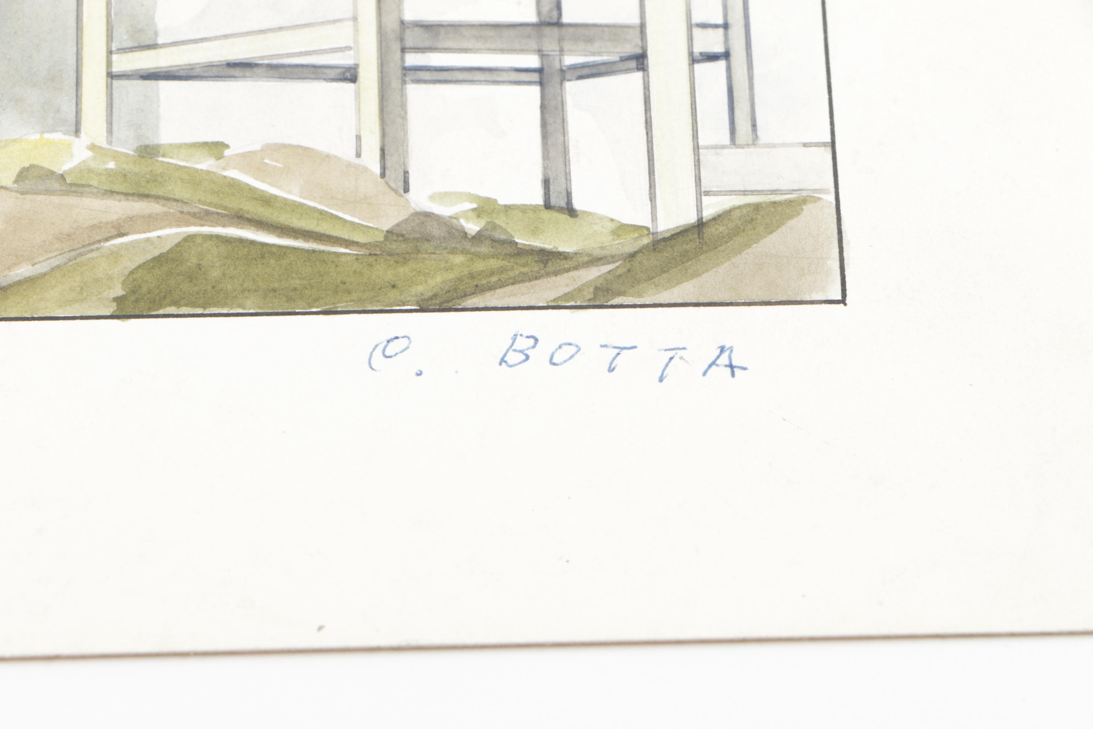 Collection of Watercolor Paintings And Lithograph Print