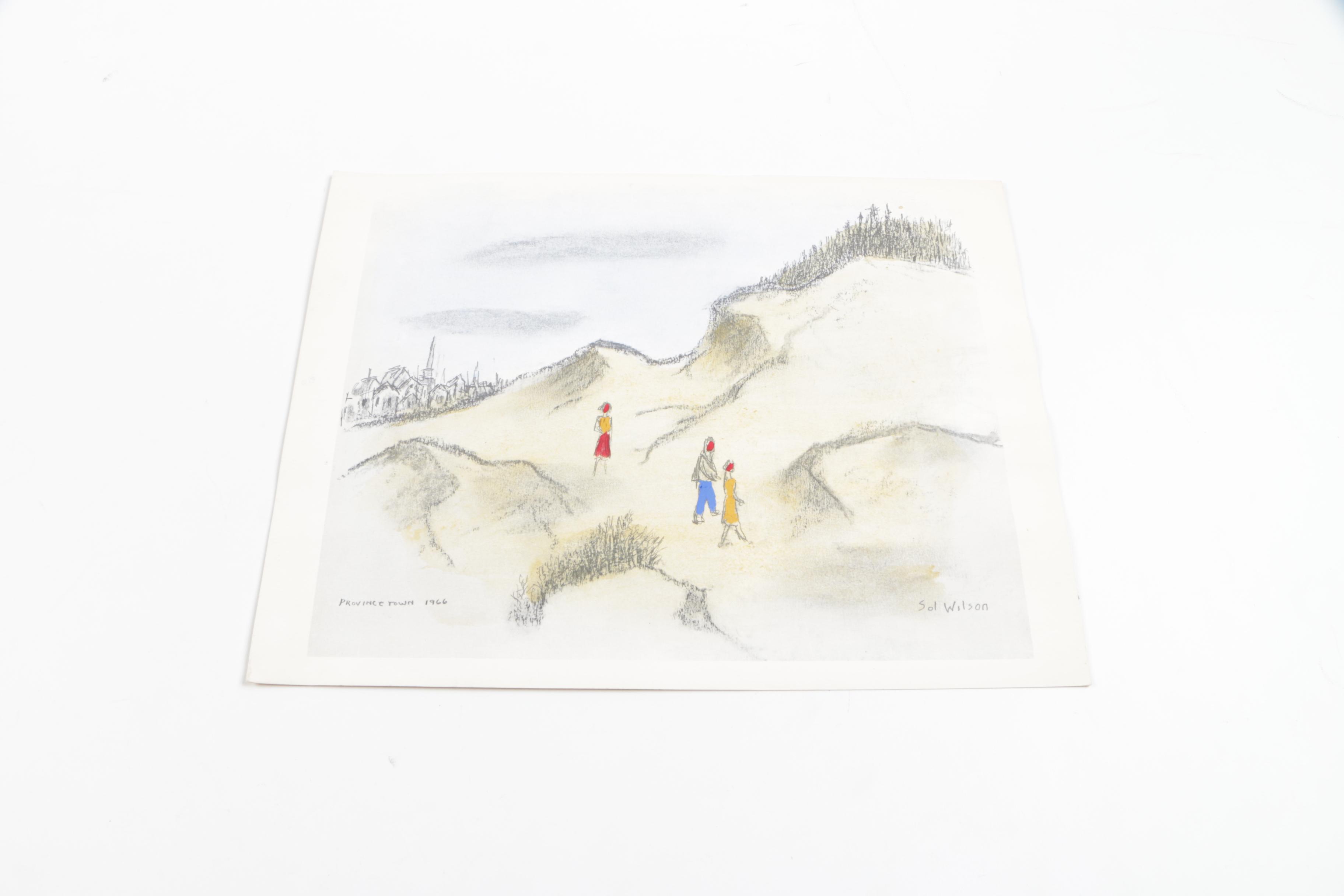 Collection of Watercolor Paintings And Lithograph Print