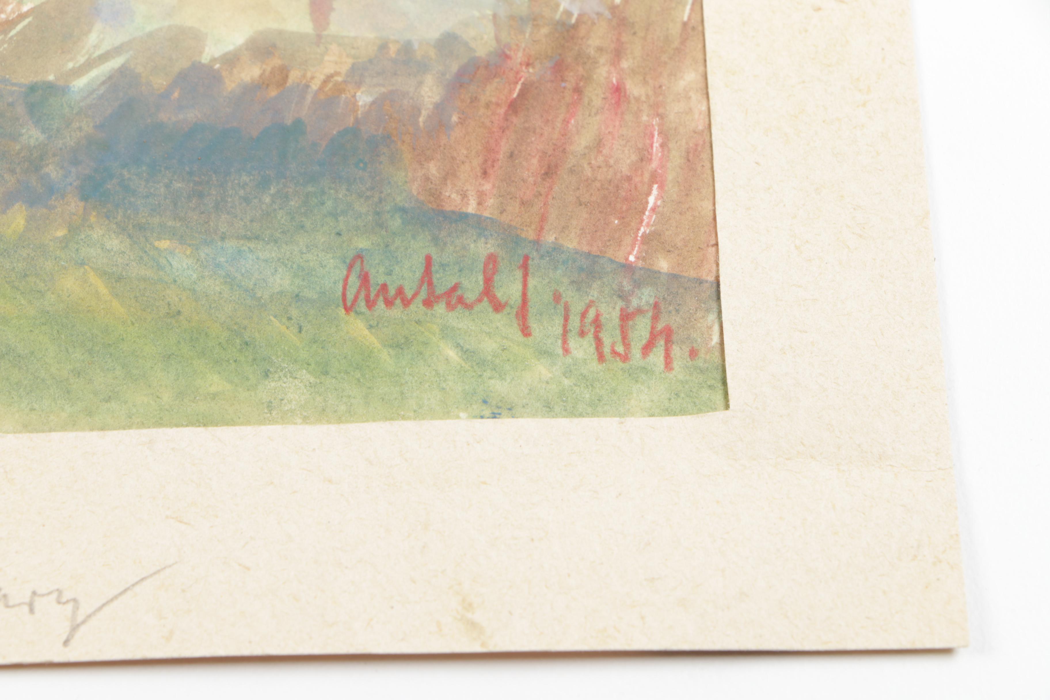 Collection of Watercolor Paintings And Lithograph Print