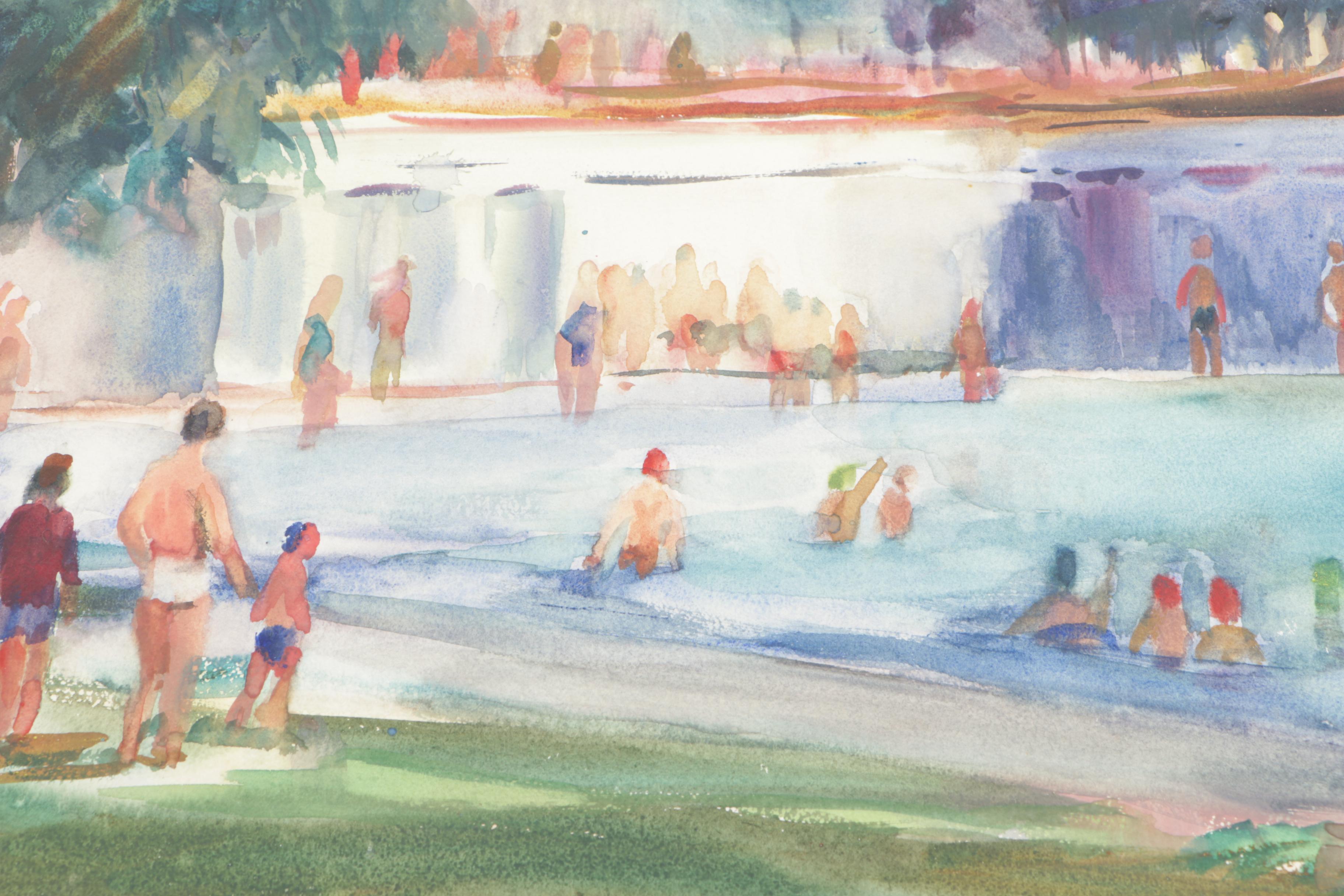 Collection of Watercolor Paintings And Lithograph Print