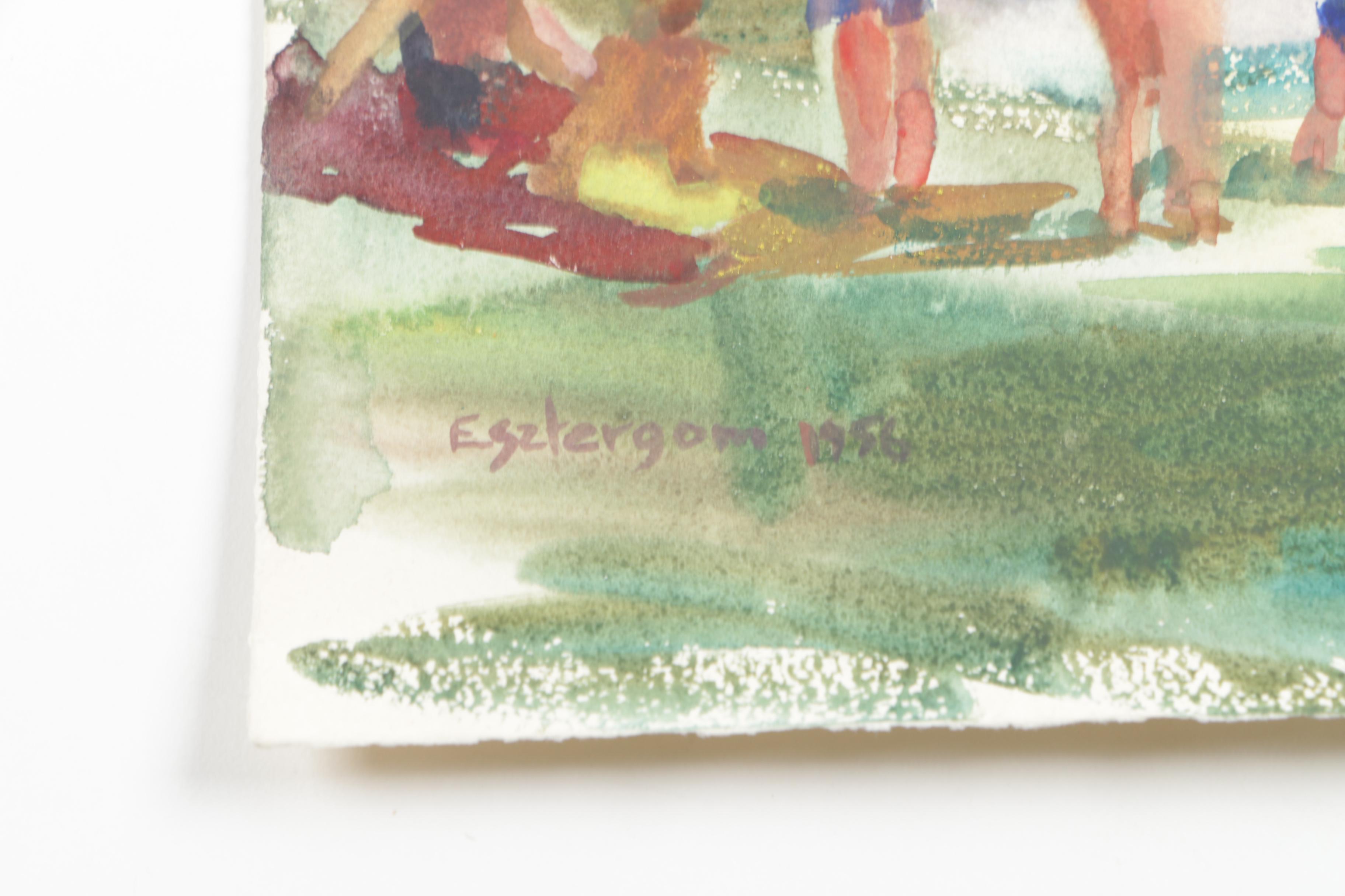 Collection of Watercolor Paintings And Lithograph Print