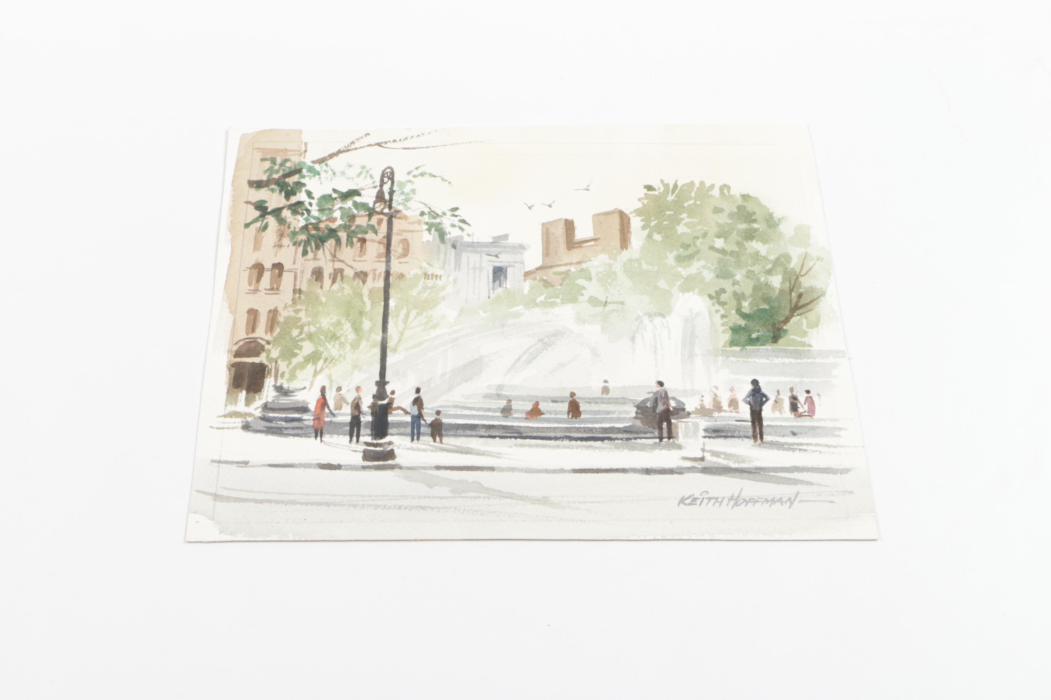 Collection of Watercolor Paintings And Lithograph Print