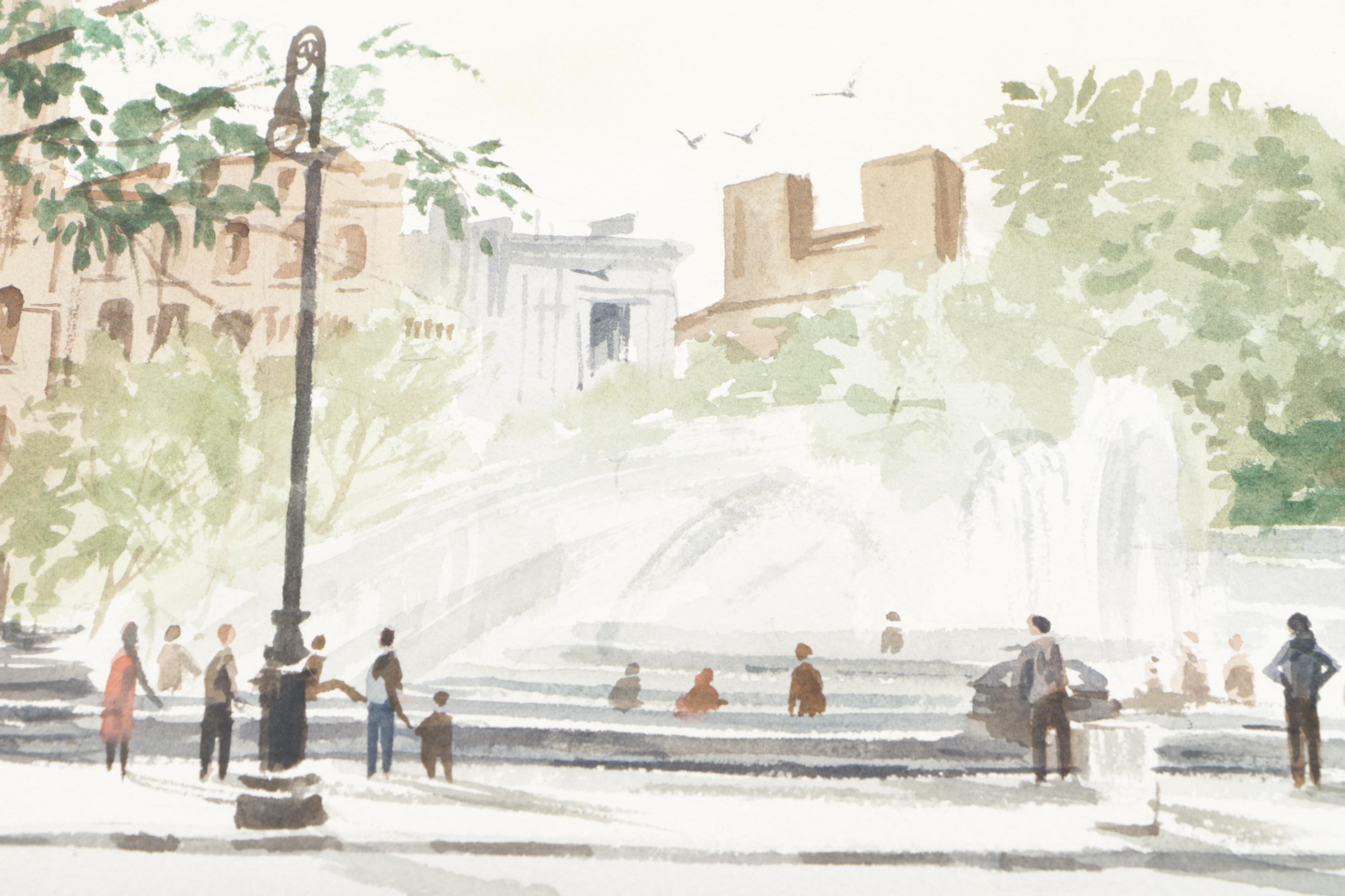 Collection of Watercolor Paintings And Lithograph Print