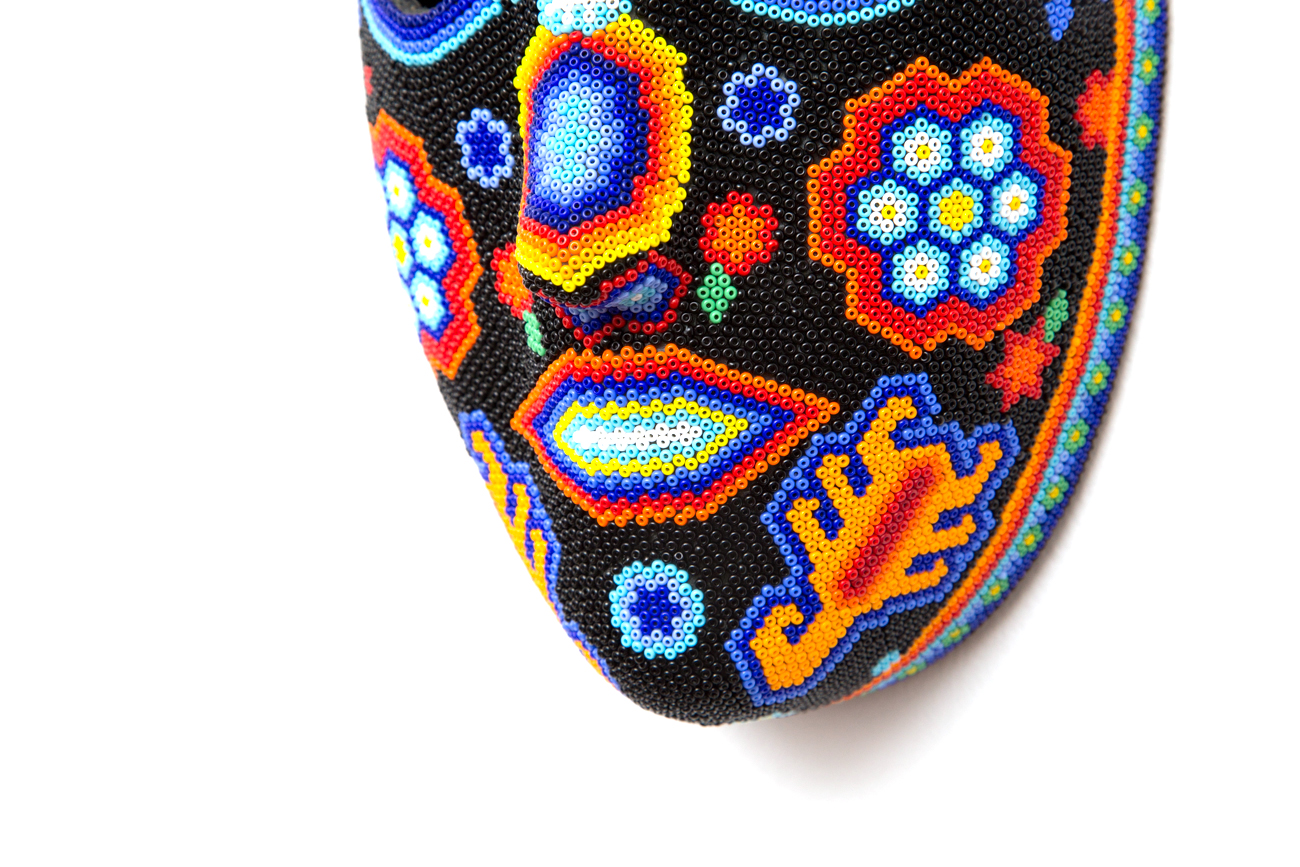 Pair Of Huichol Folk Art Hand Beaded Masks