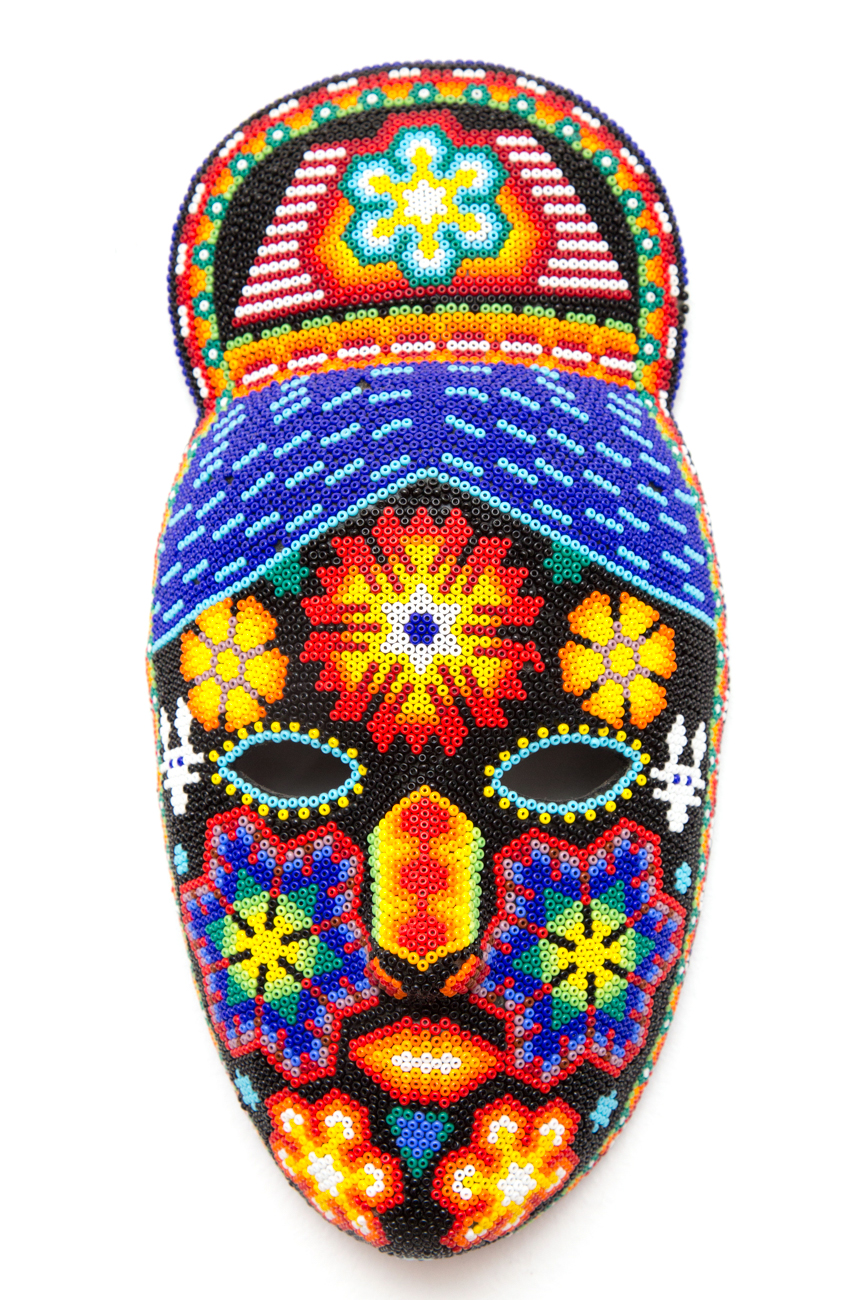 Pair Of Huichol Folk Art Hand Beaded Masks