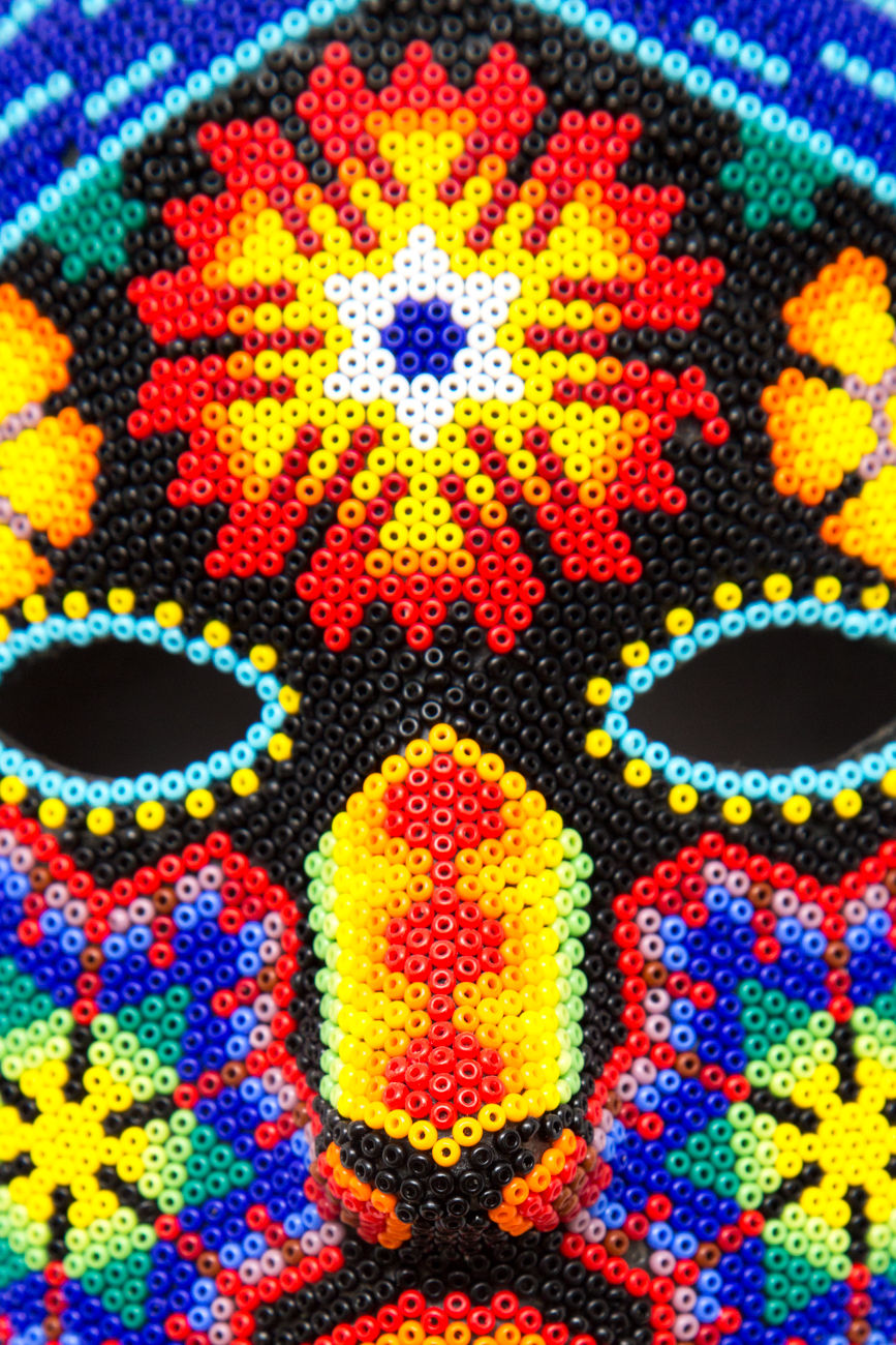 Pair Of Huichol Folk Art Hand Beaded Masks