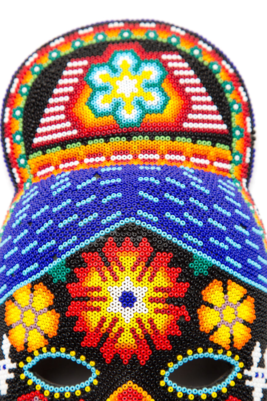 Pair Of Huichol Folk Art Hand Beaded Masks