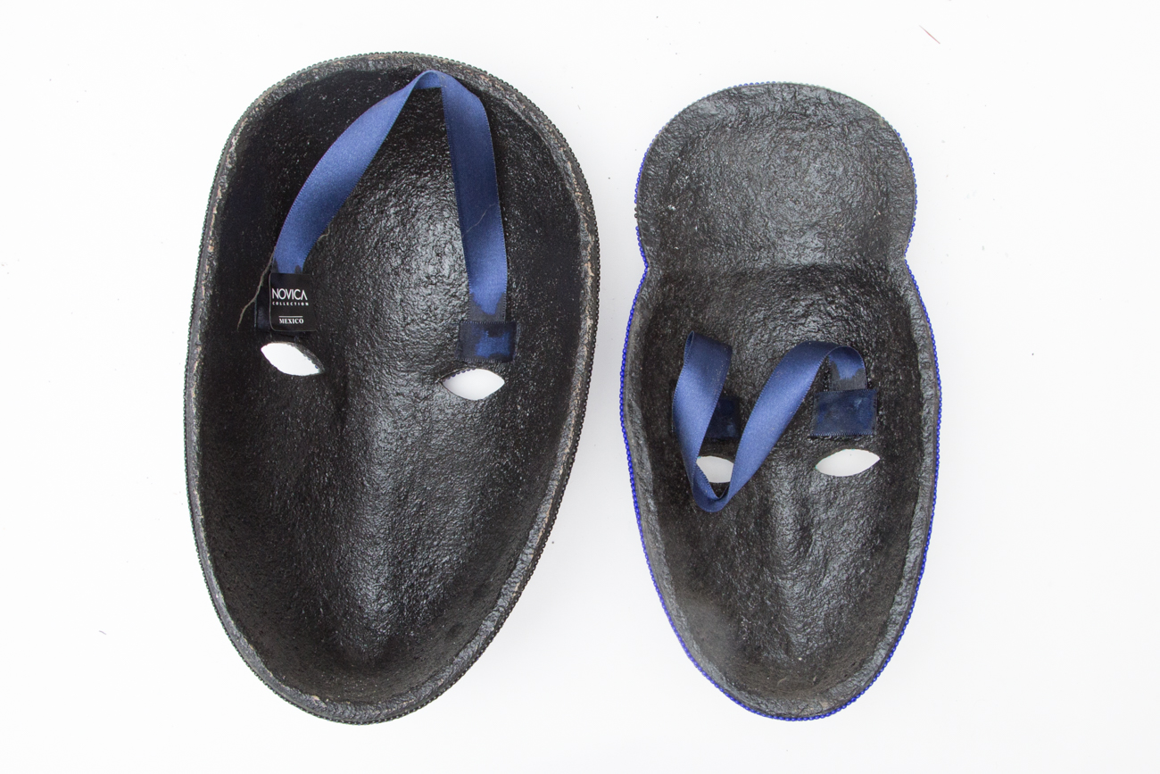 Pair Of Huichol Folk Art Hand Beaded Masks