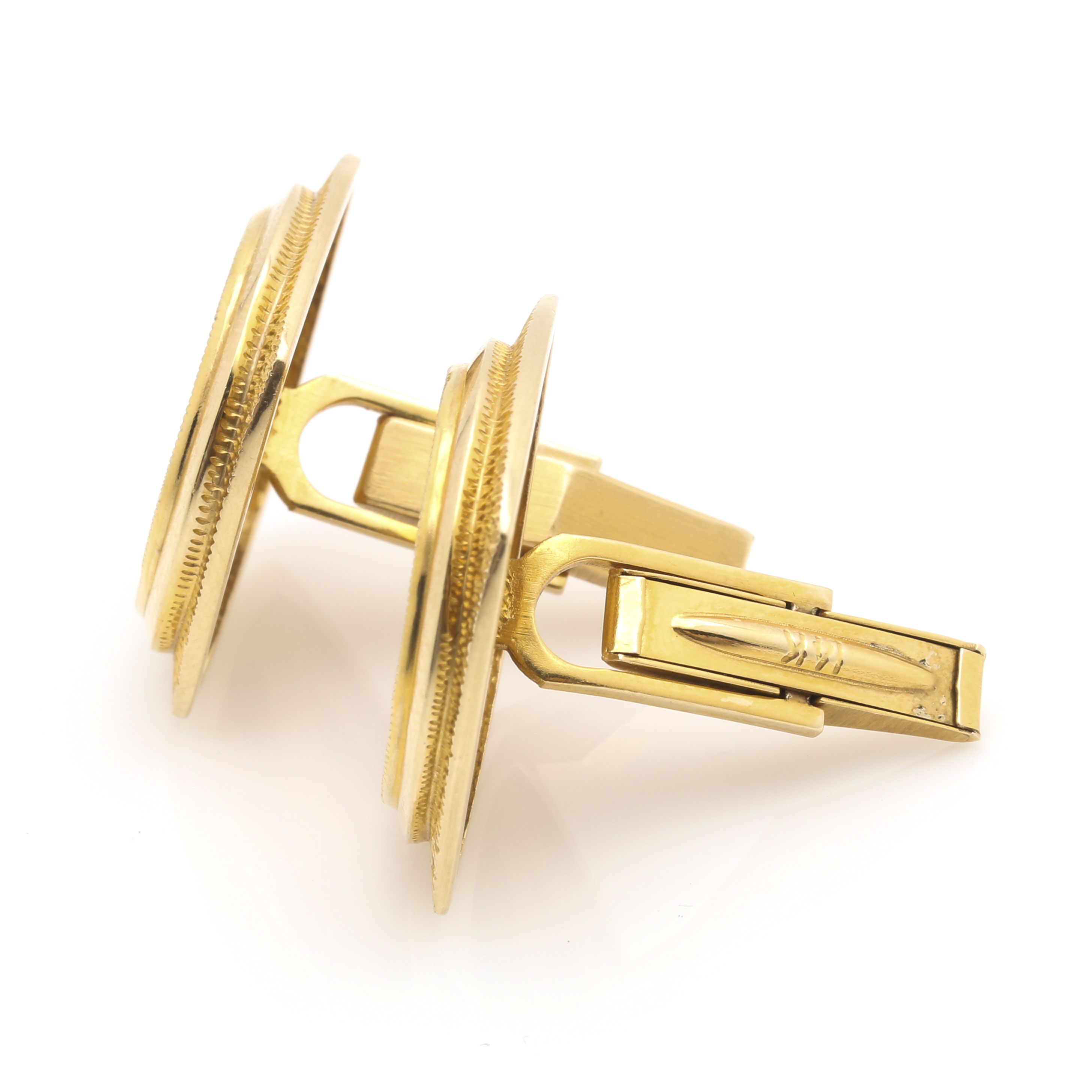 14K Yellow Gold Cufflinks with Two Mounted Austrian Ducat Gold Bullion Coins