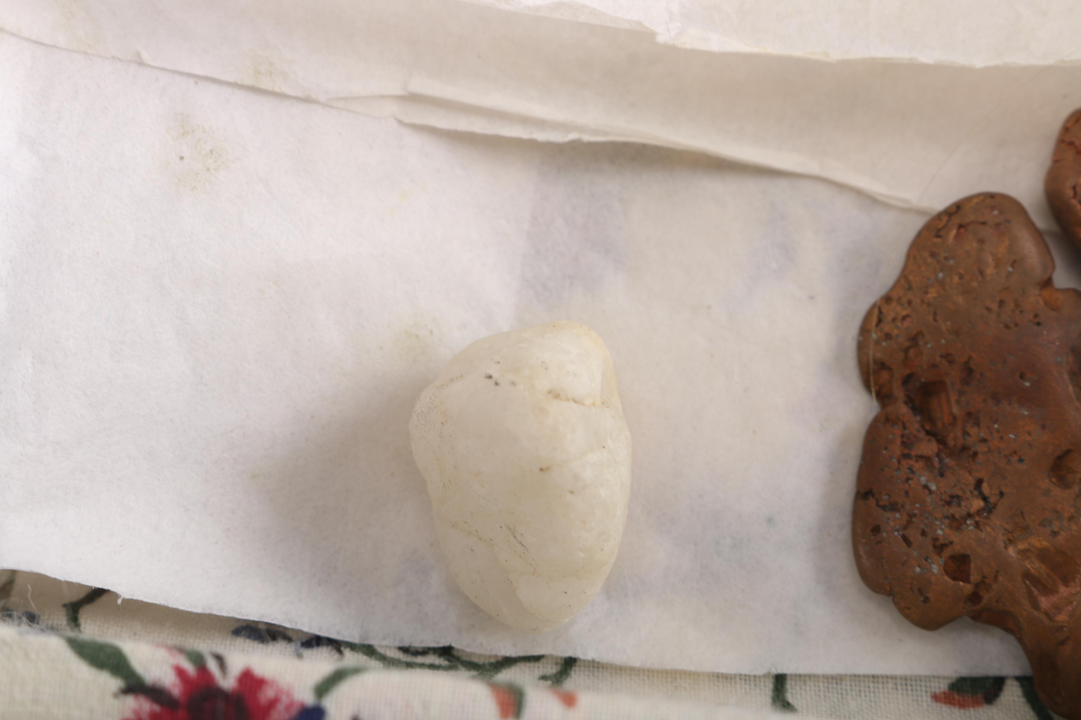 Floral Fabric Box with Assorted Geologic Specimens