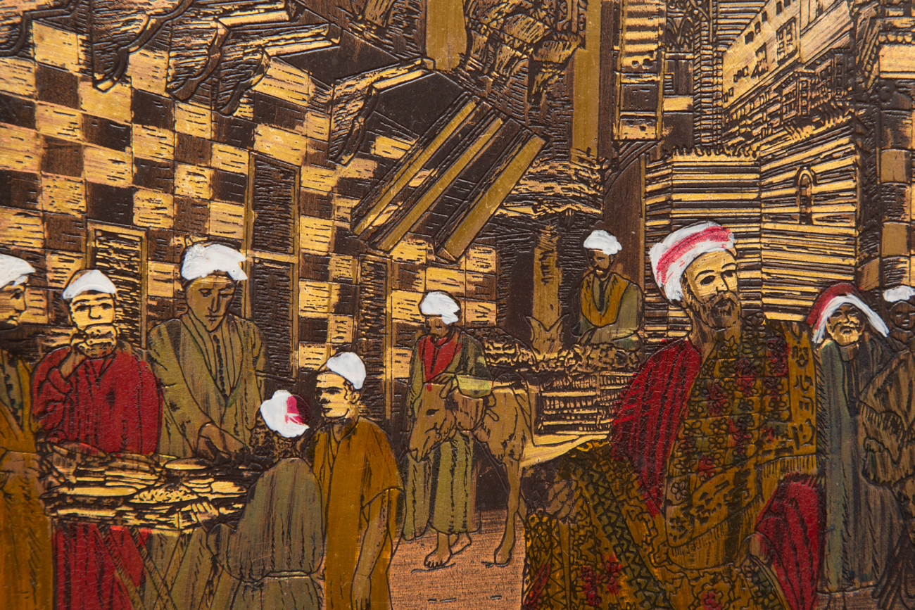 Pair of Hand Colored Metal Etchings