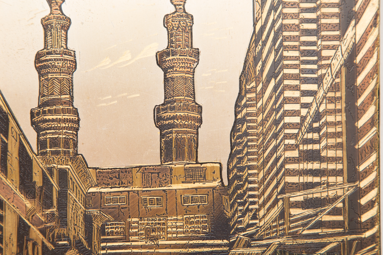 Pair of Hand Colored Metal Etchings