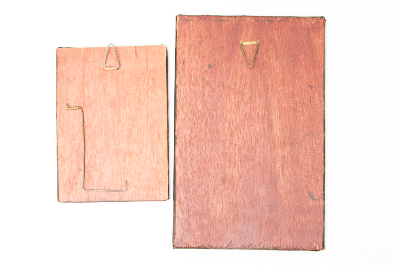 Pair of Hand Colored Metal Etchings