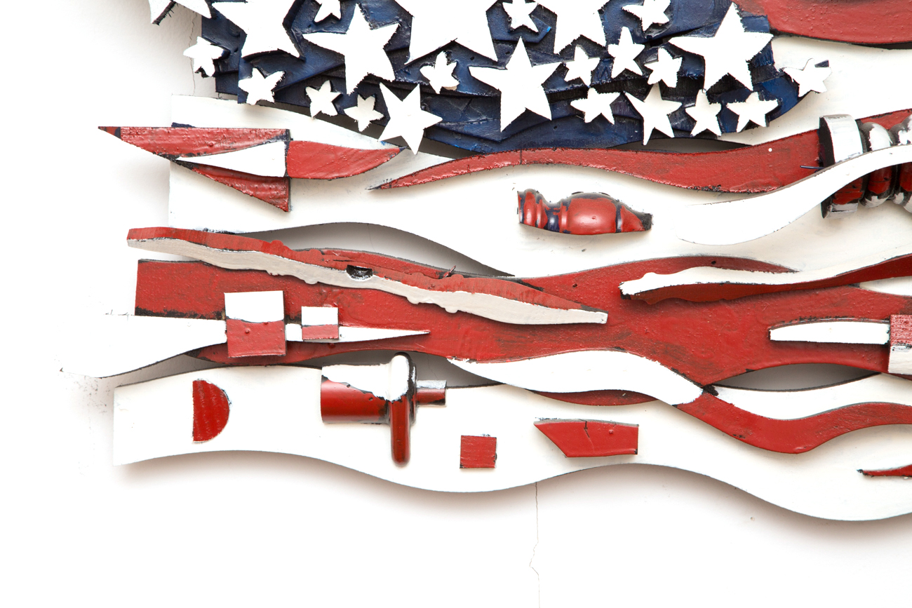 Folk Art American Flag Wall Sculpture