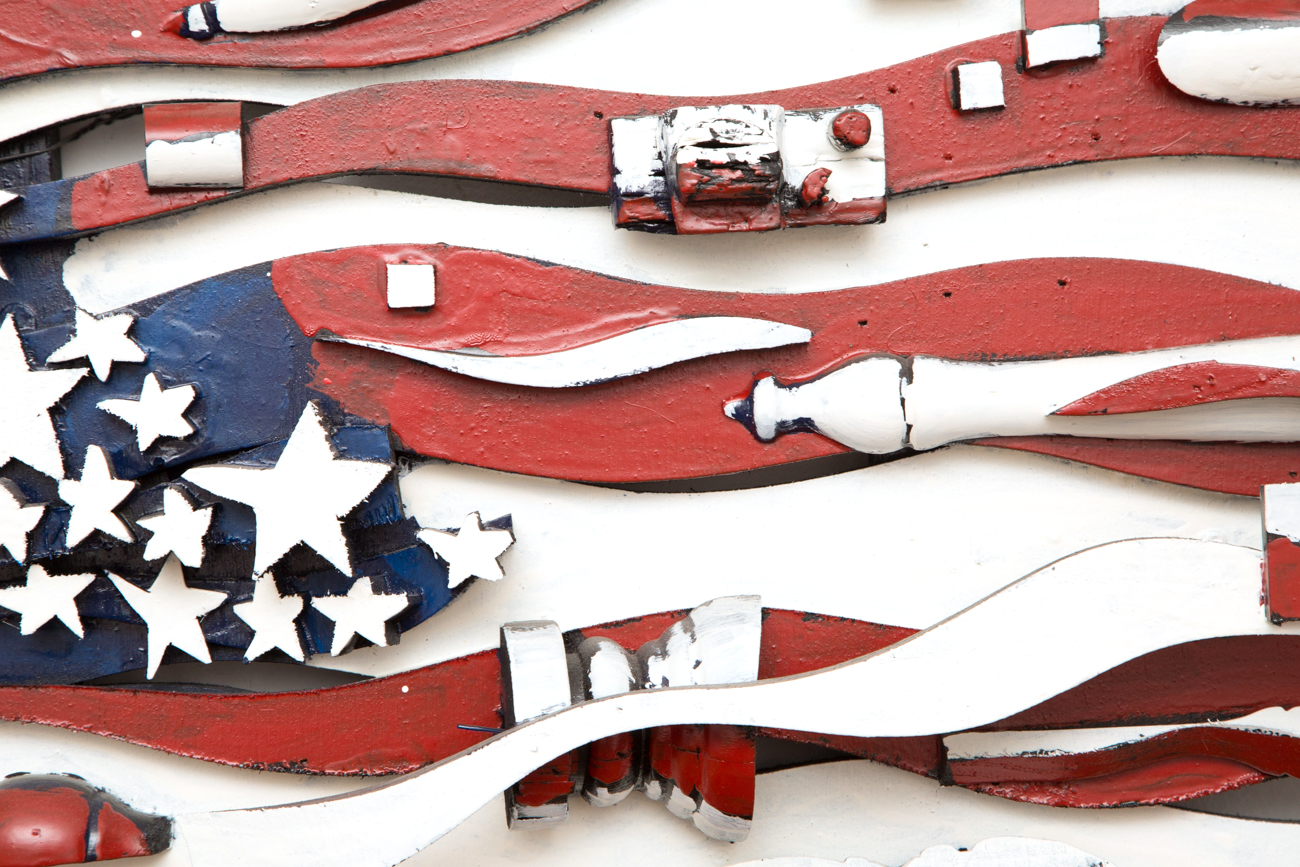 Folk Art American Flag Wall Sculpture