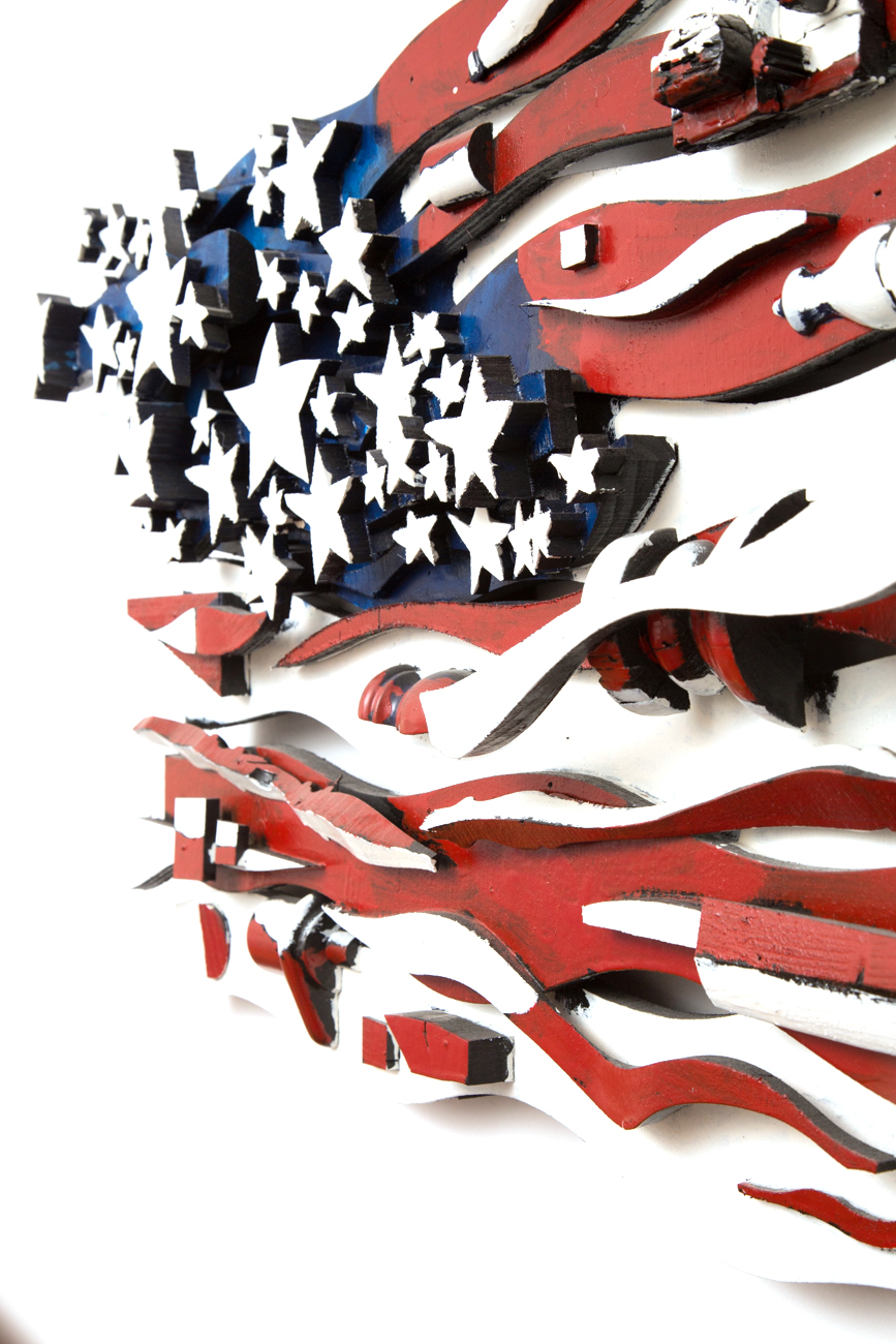 Folk Art American Flag Wall Sculpture