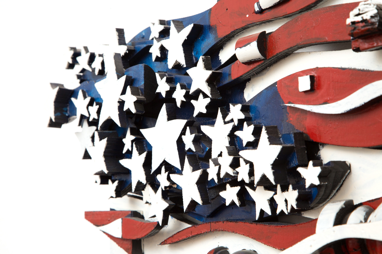 Folk Art American Flag Wall Sculpture