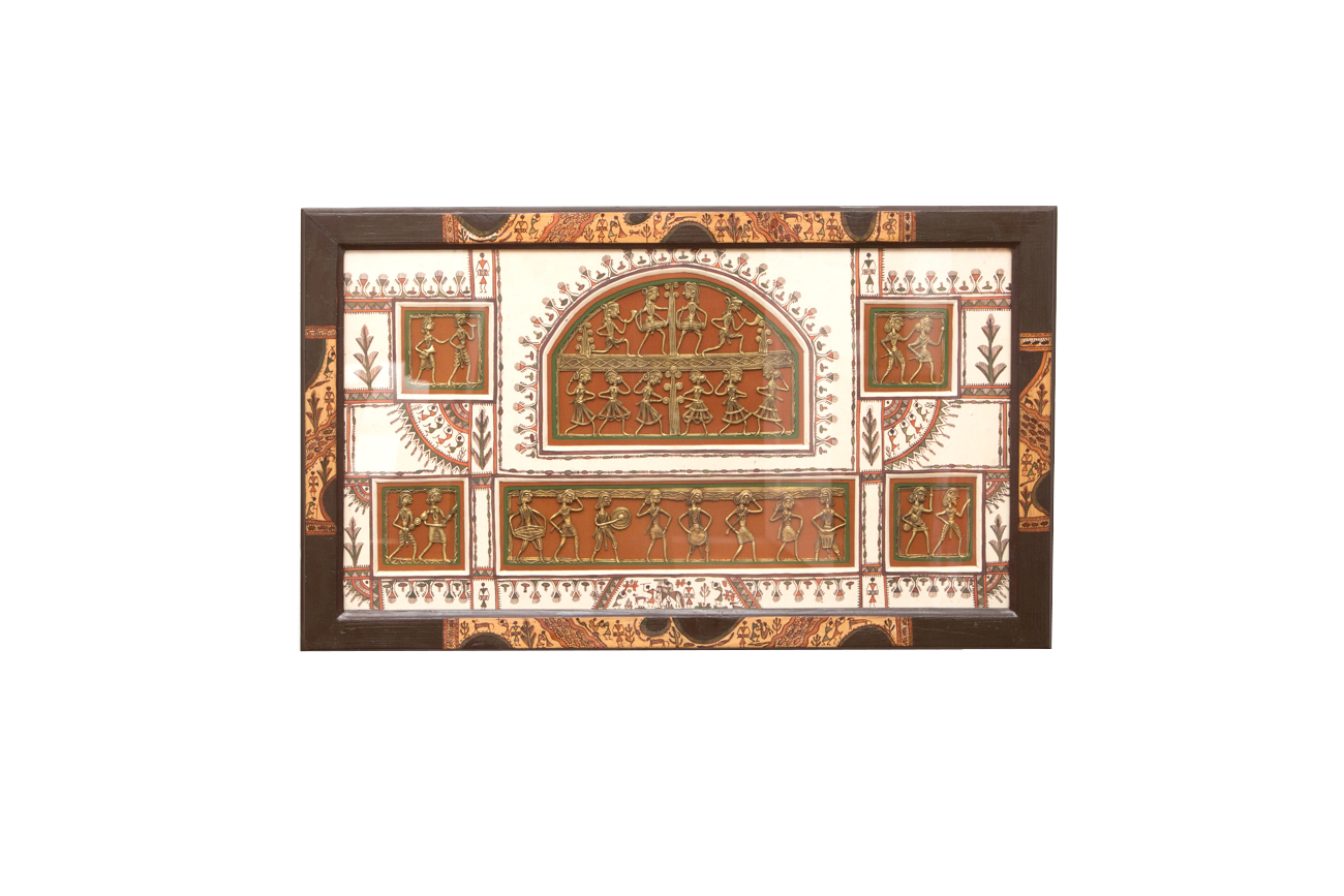 Large Wall Art With Brass And Hand Painted Accents