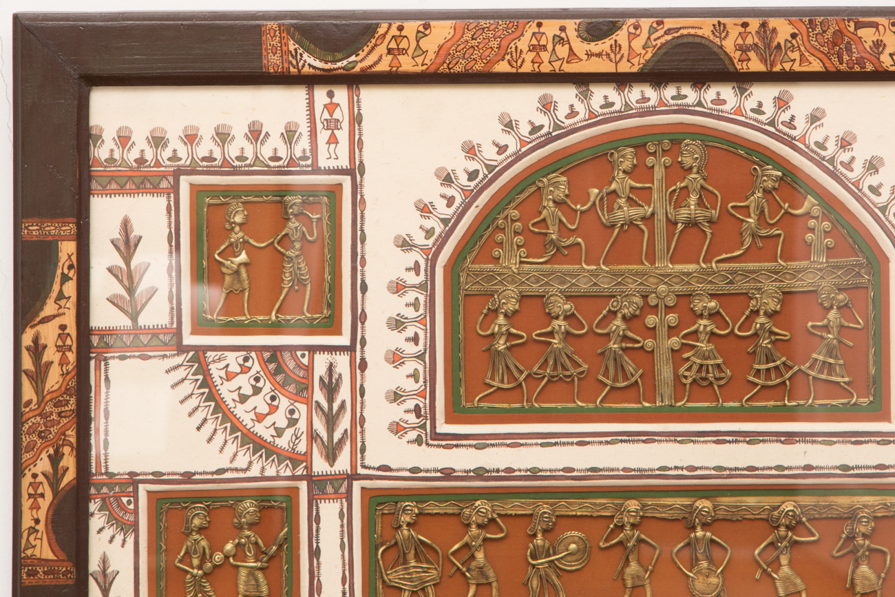 Large Wall Art With Brass And Hand Painted Accents