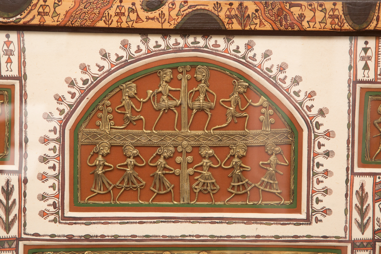 Large Wall Art With Brass And Hand Painted Accents