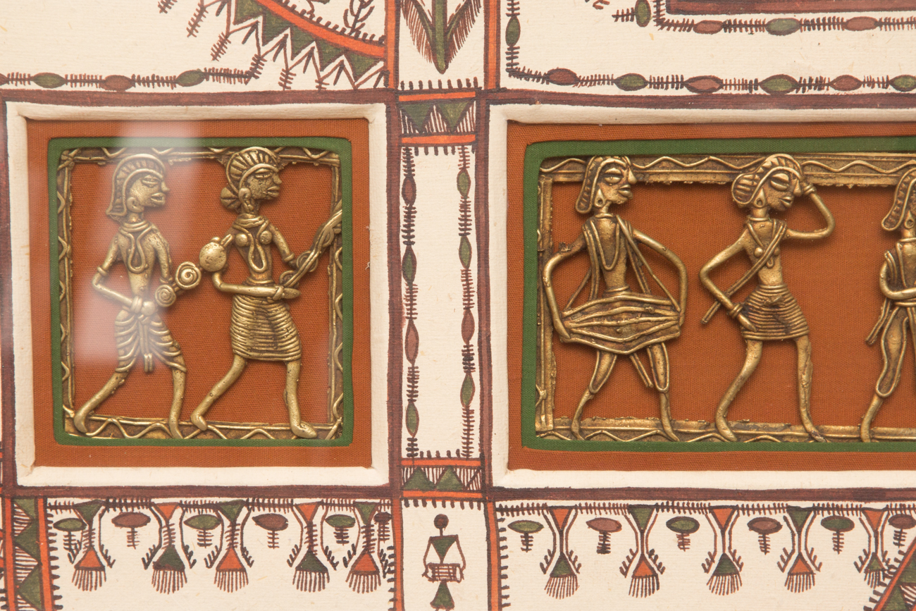 Large Wall Art With Brass And Hand Painted Accents