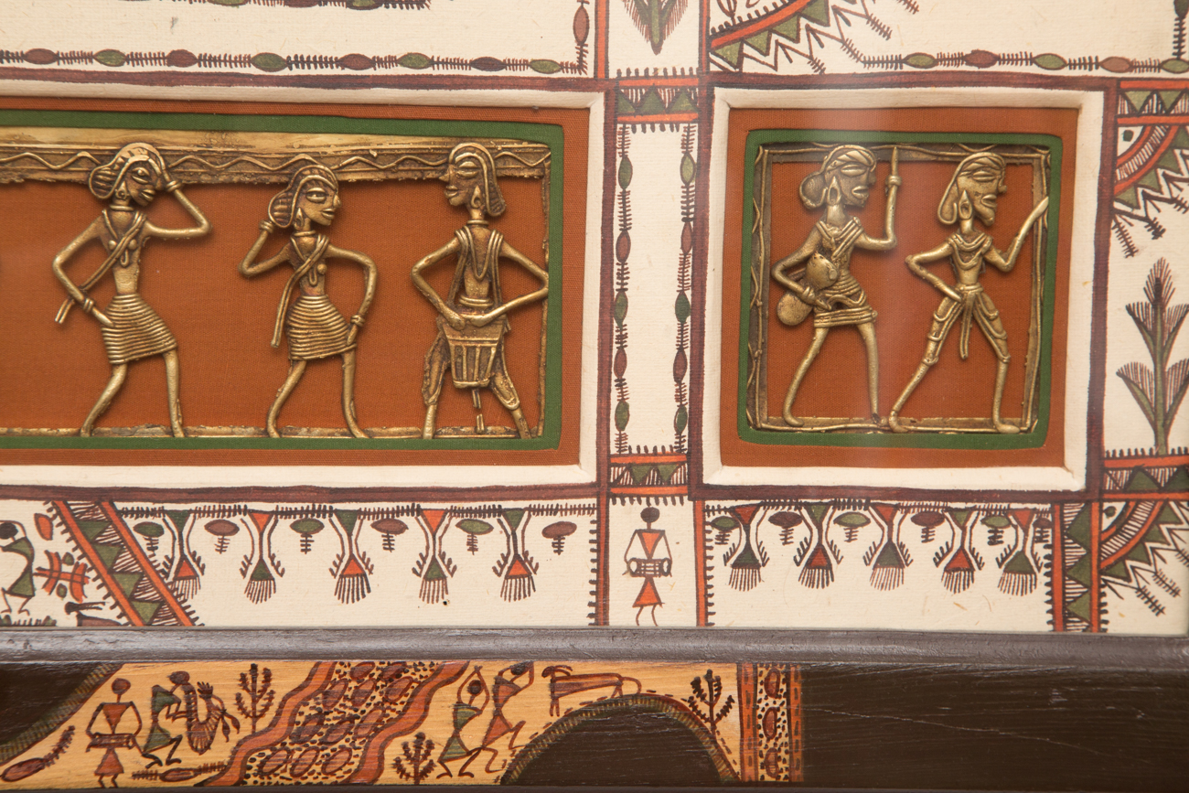 Large Wall Art With Brass And Hand Painted Accents