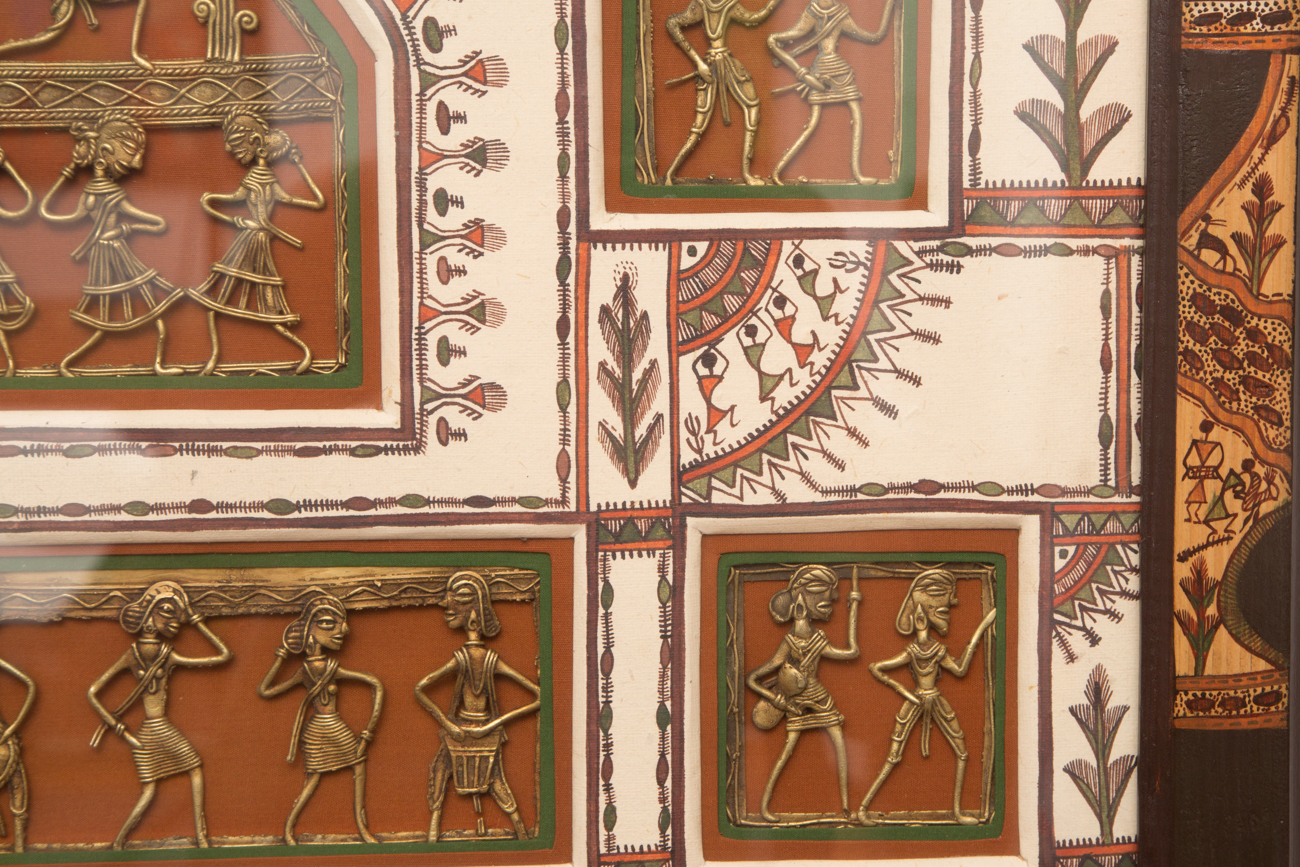 Large Wall Art With Brass And Hand Painted Accents