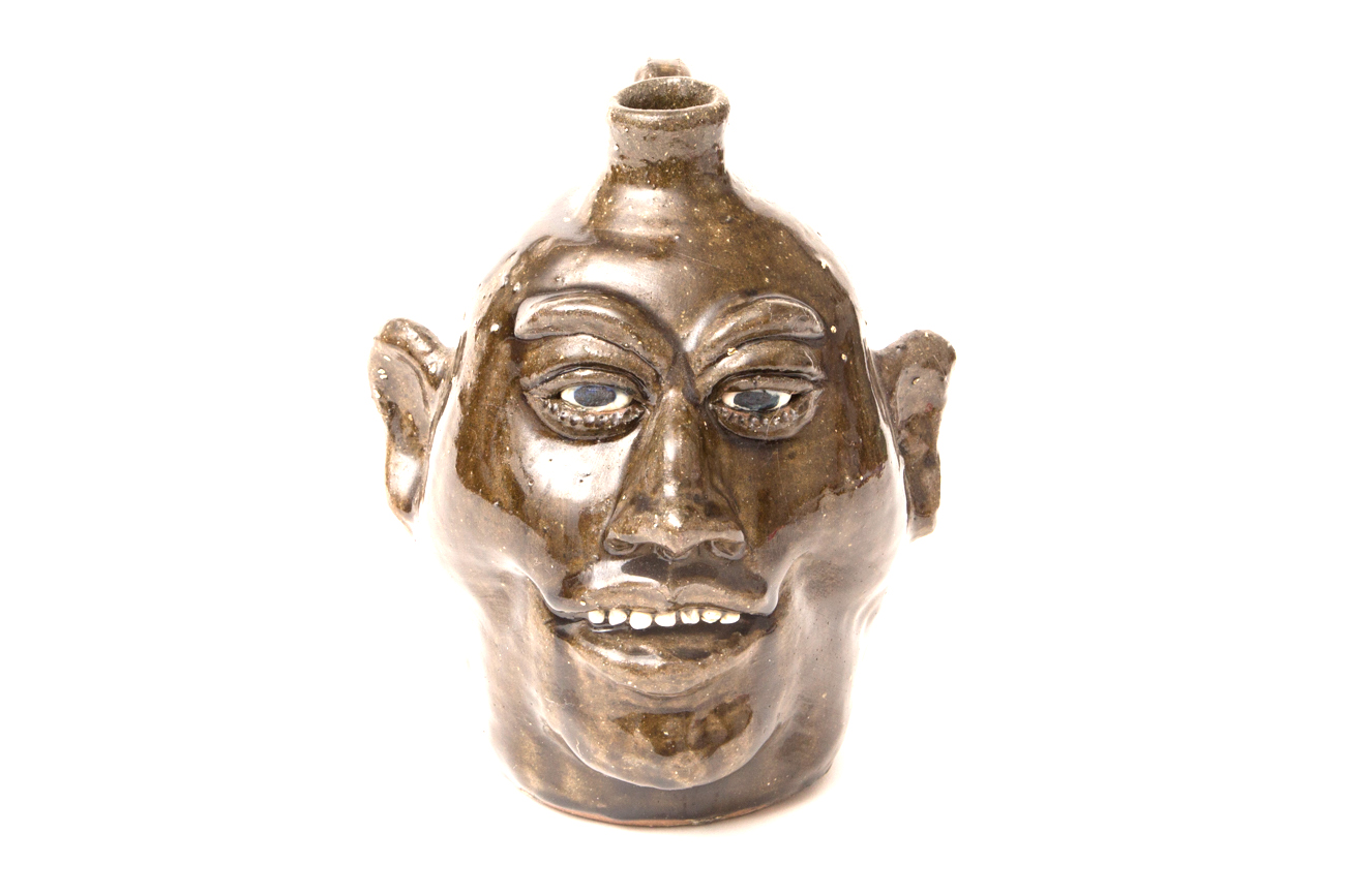 Hand Crafted Stoneware Face Jug By Quillan Lanier Meaders