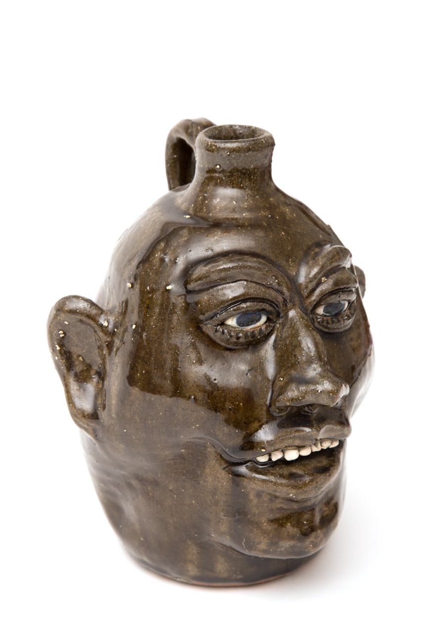 Hand Crafted Stoneware Face Jug By Quillan Lanier Meaders