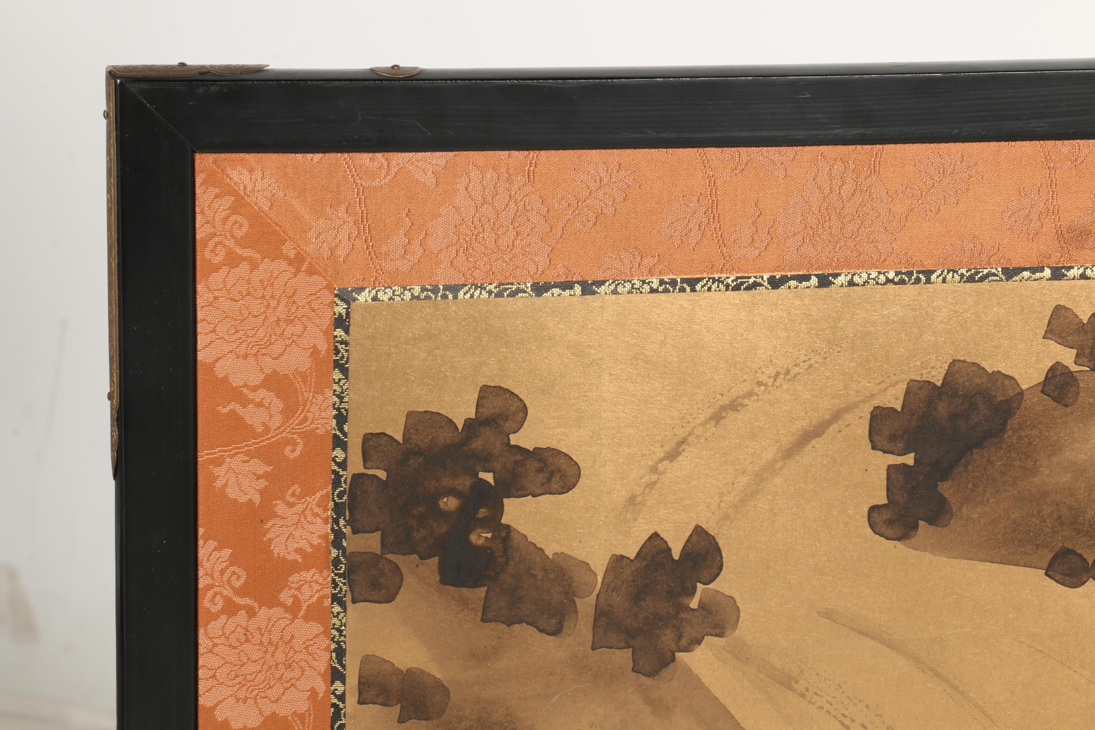 Japanese Folding Screen with an Ink Painting